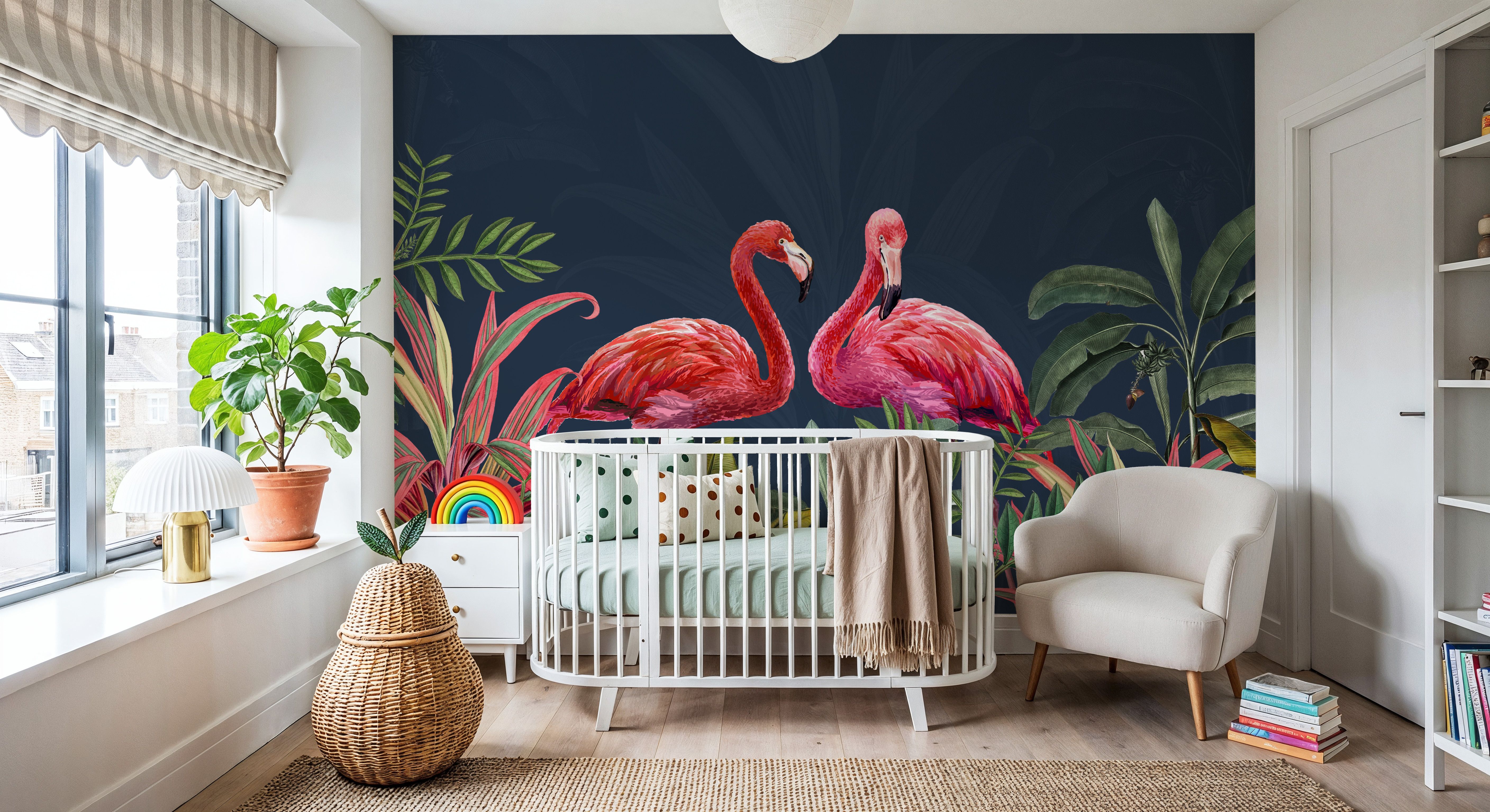 Shy Flamingos Blue