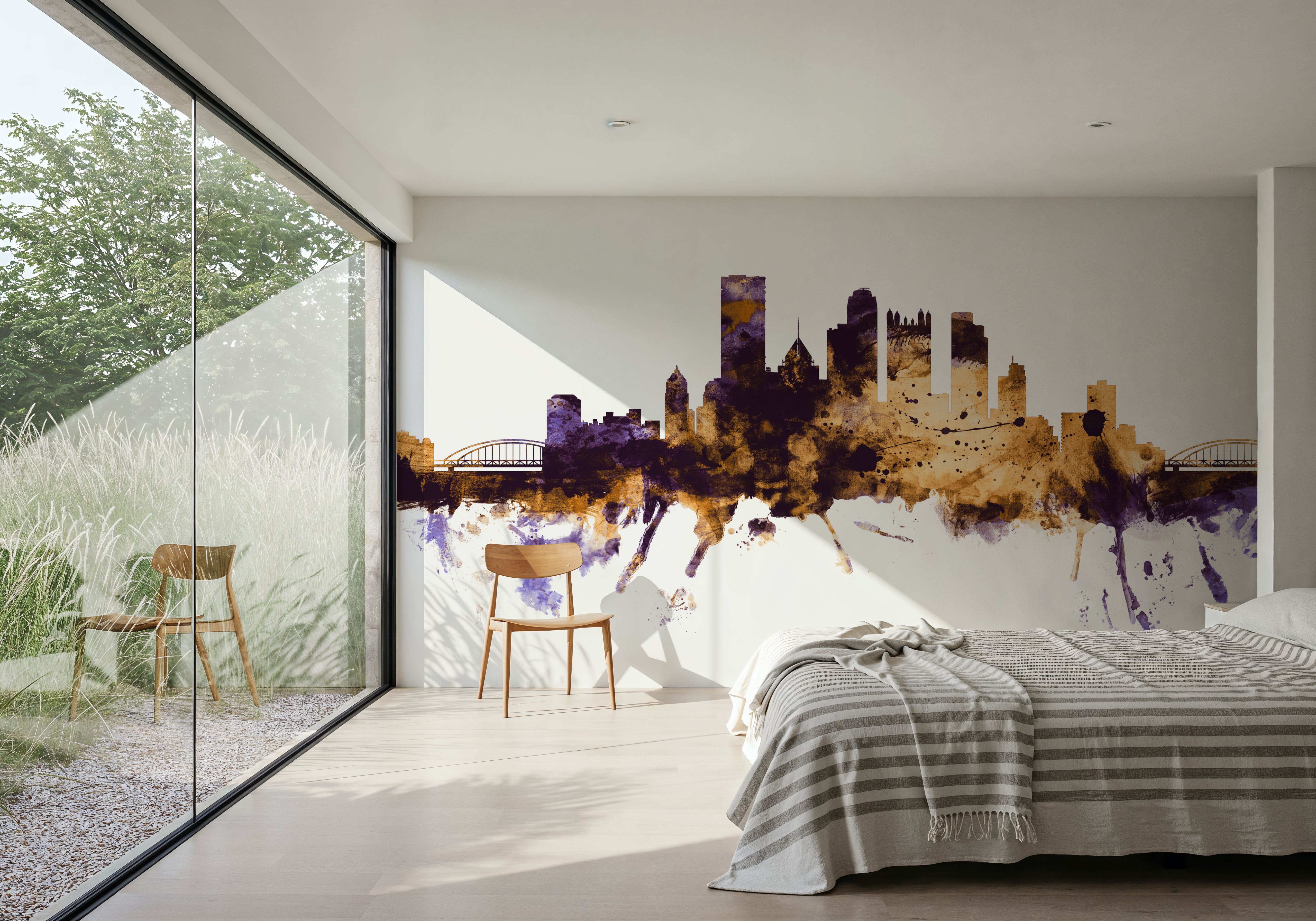 Pittsburg Pennsylvania Skyline Purple & Gold