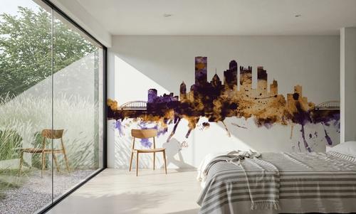 Pittsburg Pennsylvania Skyline Purple & Gold