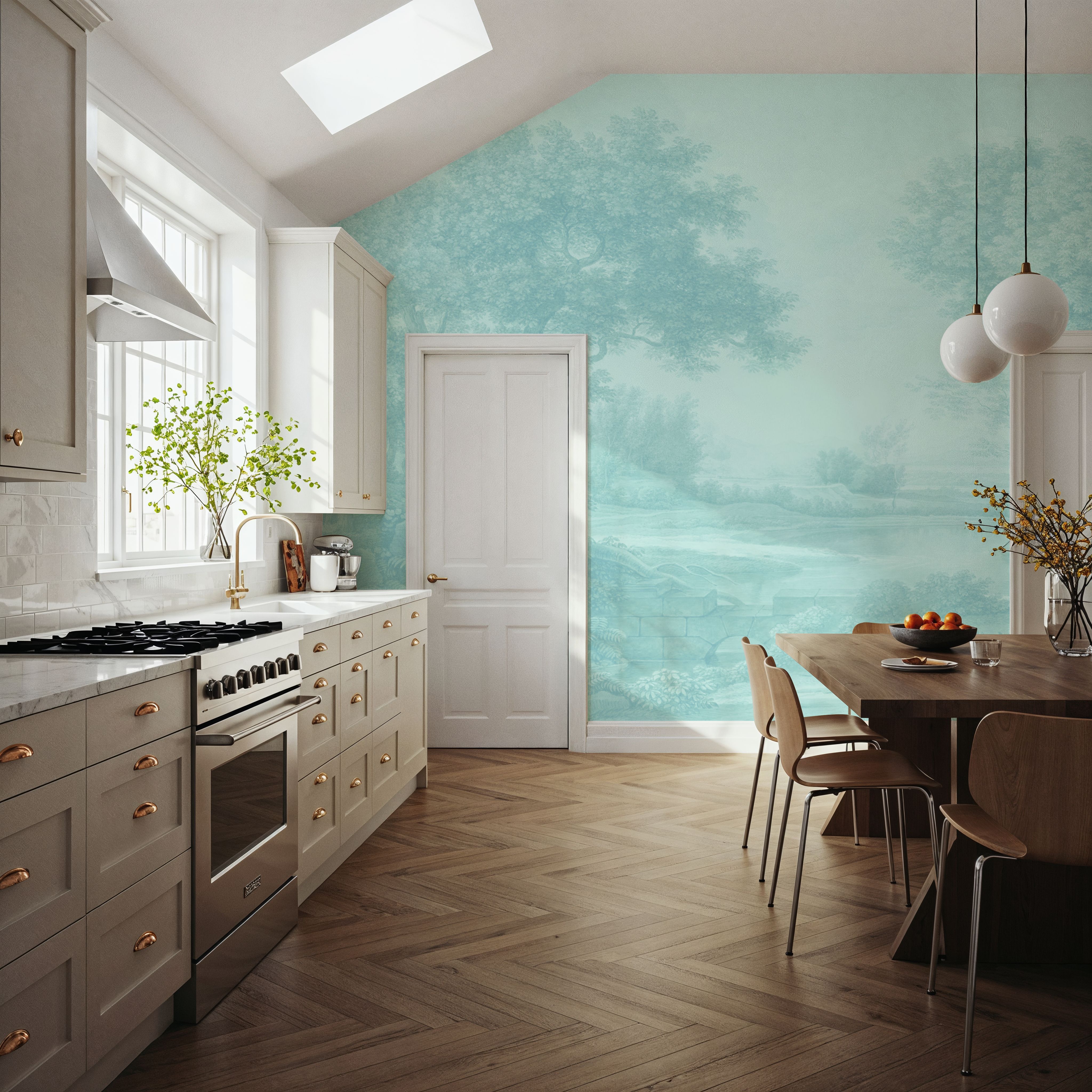 Riverbank Oak Landscape, Seafoam