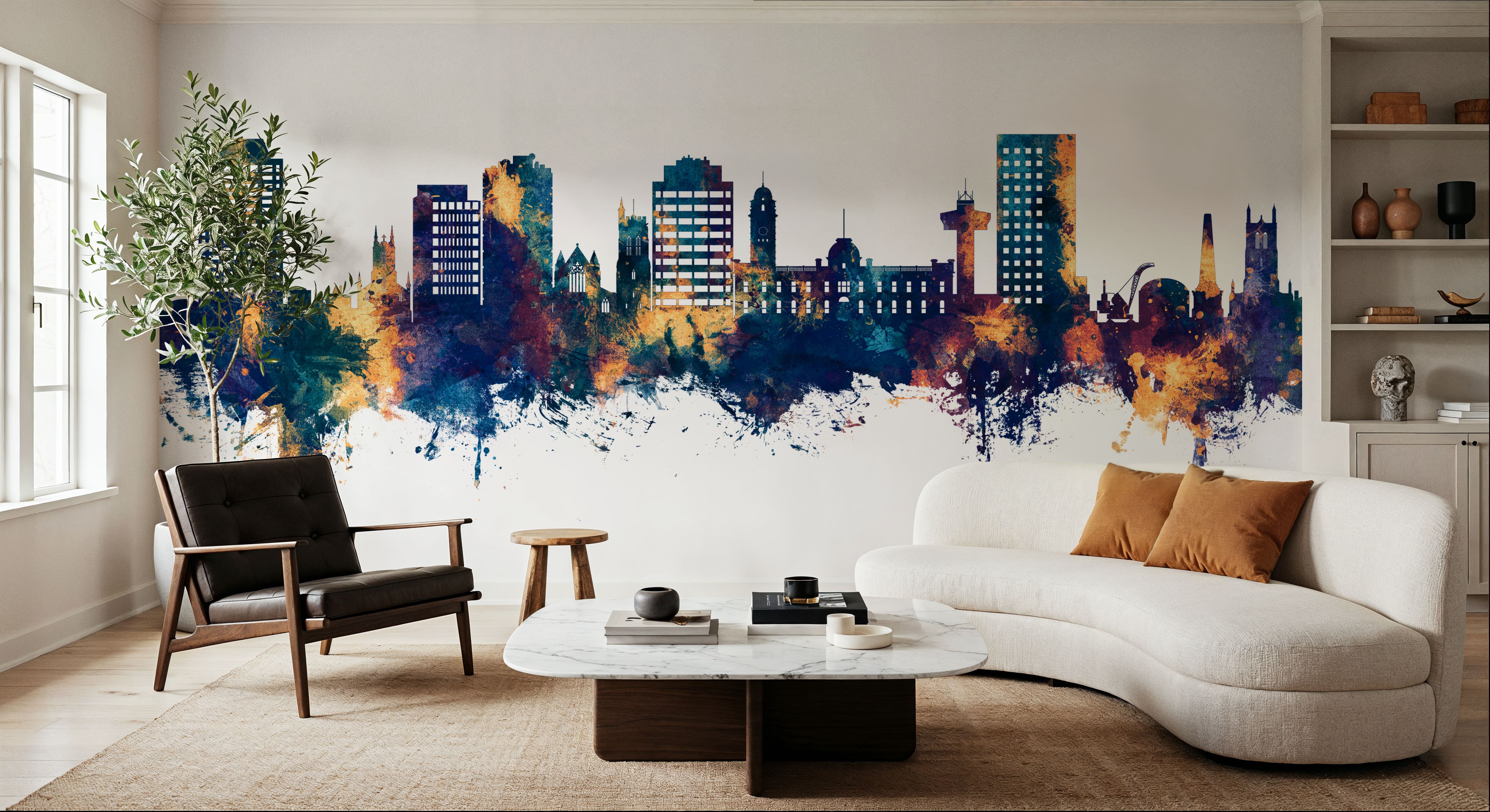 Hobart Australia Skyline Blue & Bronze, Wallpaper