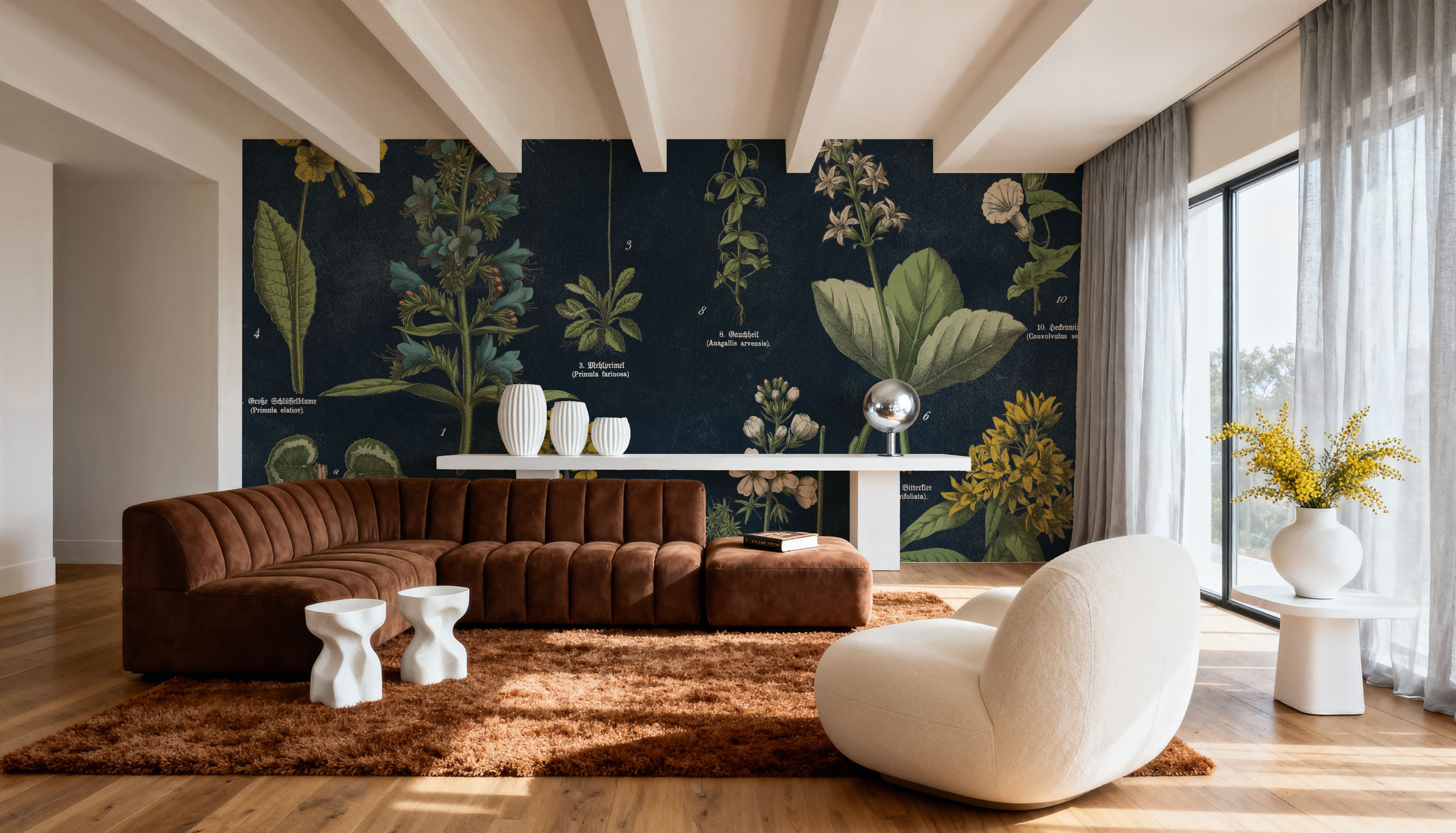 Botanical Floral Chart I Dark Blue