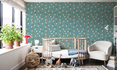 Memphis Dots & Stripes, Cyan