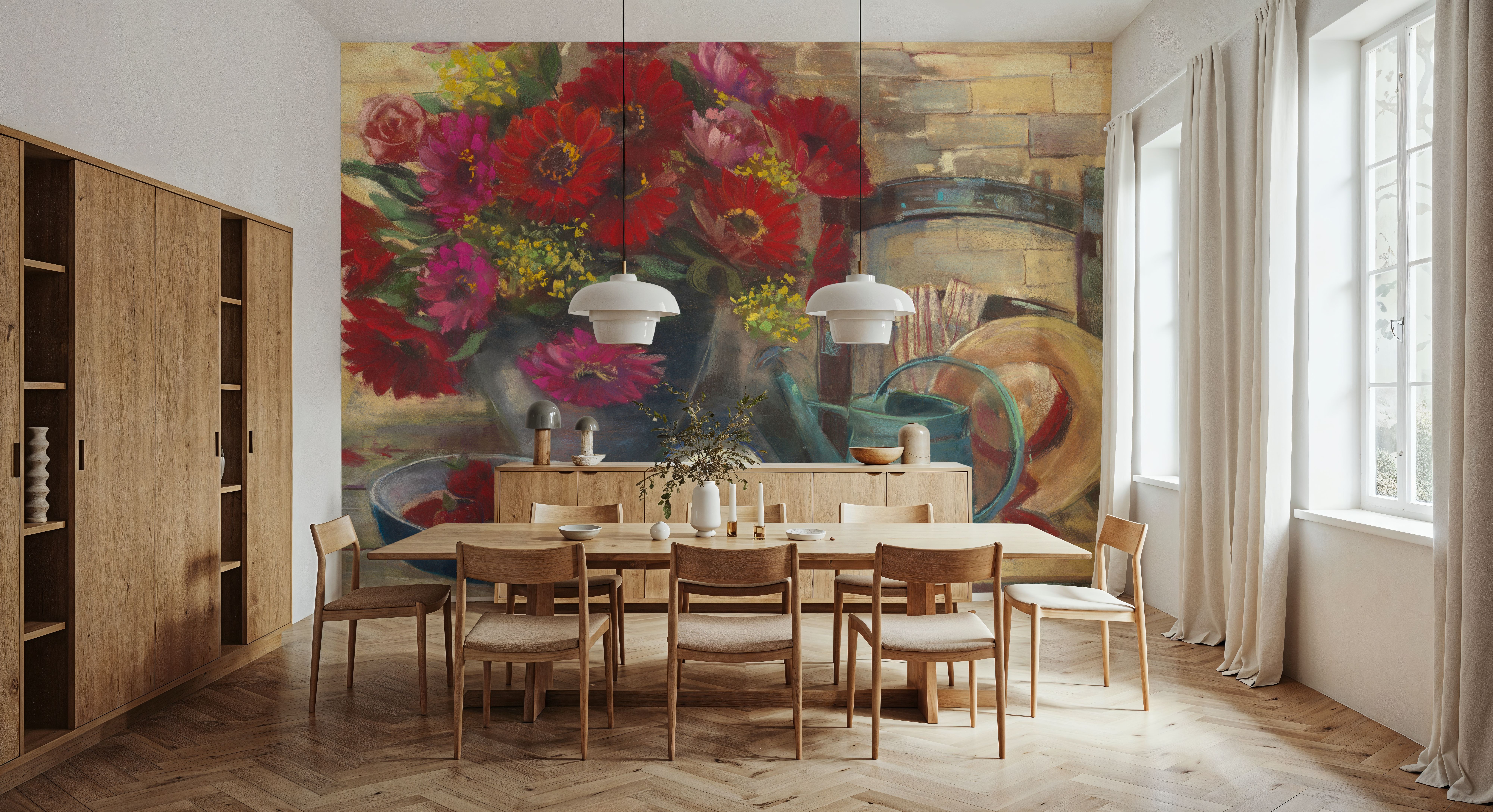 Strawberries and Zinnias