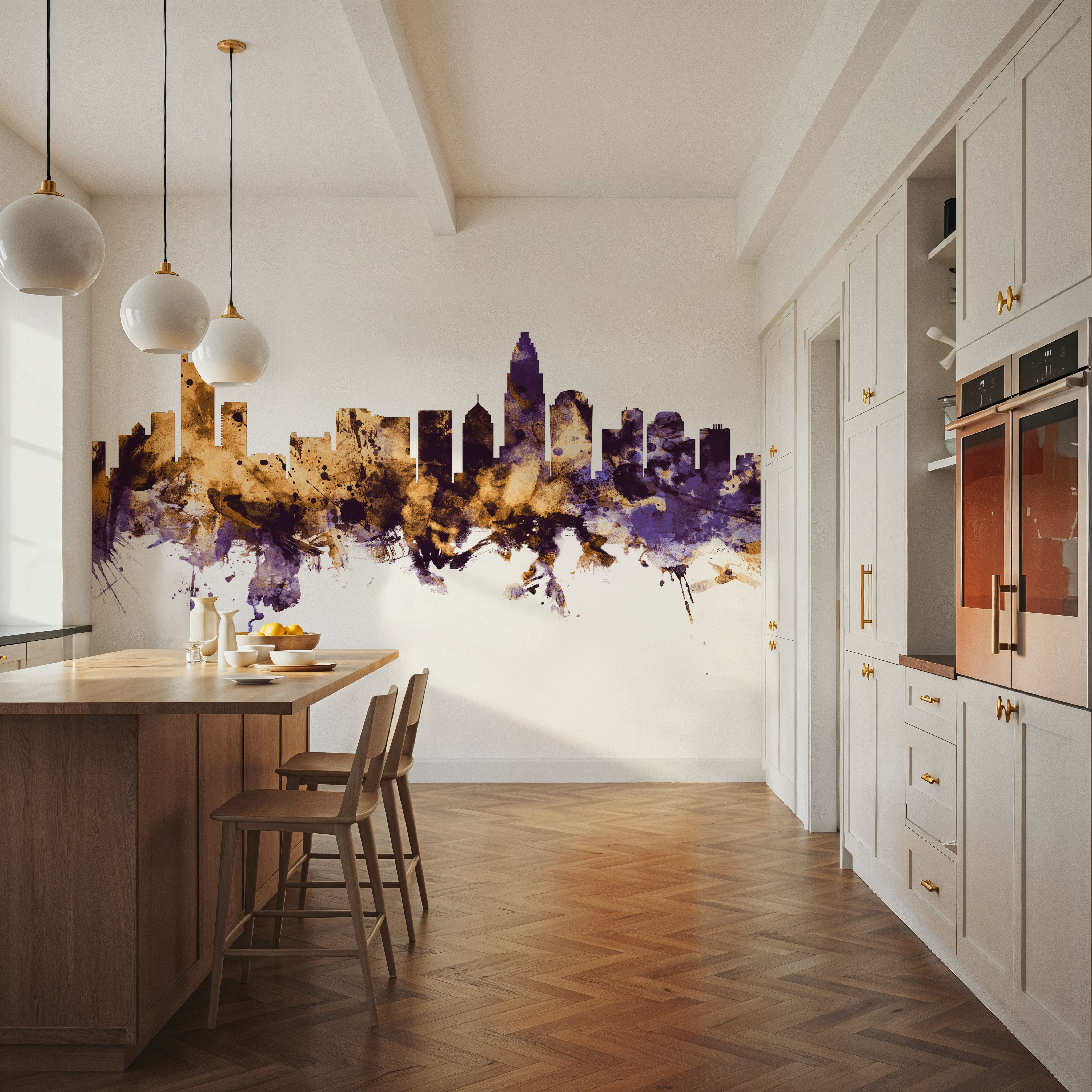 Charlotte North Carolina Skyline Purple & Gold