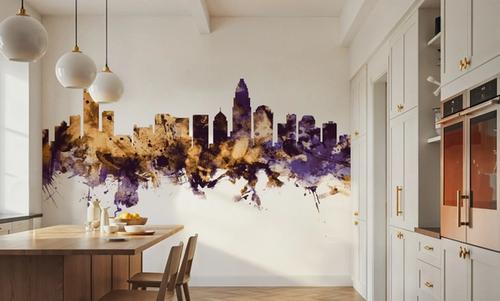 Charlotte North Carolina Skyline Purple & Gold