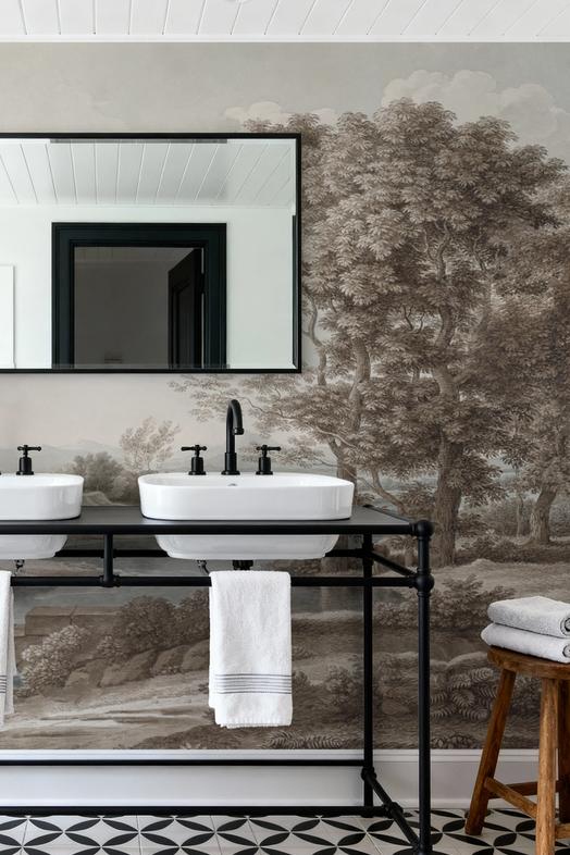 Riverbank Oak Landscape, Vintage