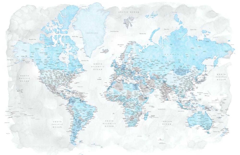 World Map Cities - Jabulani
