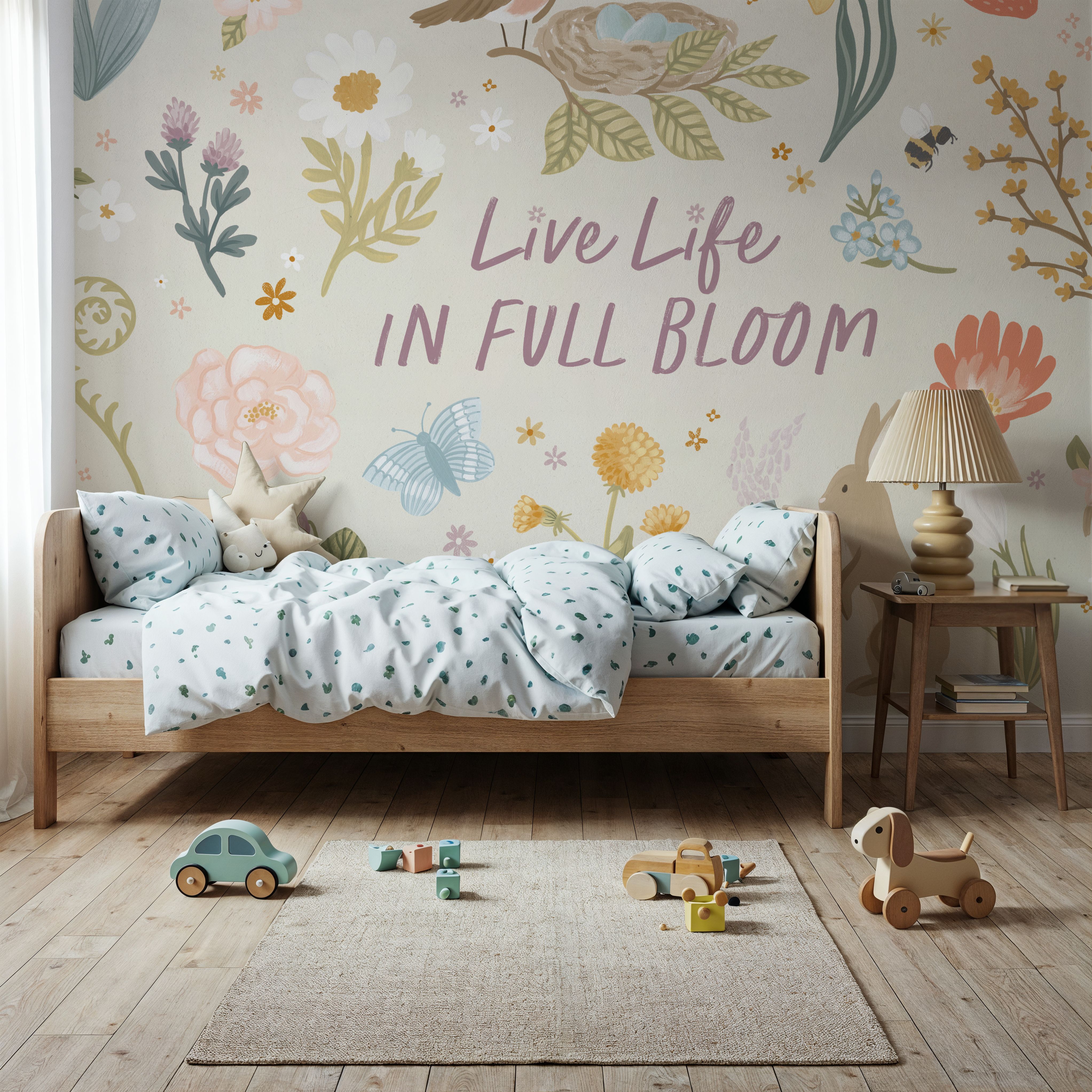 Wall Mural - Never Forget - Floral Wild mural wallpaper - Kids' Room - Wallism US - Premium, Textured or Peel & Stick