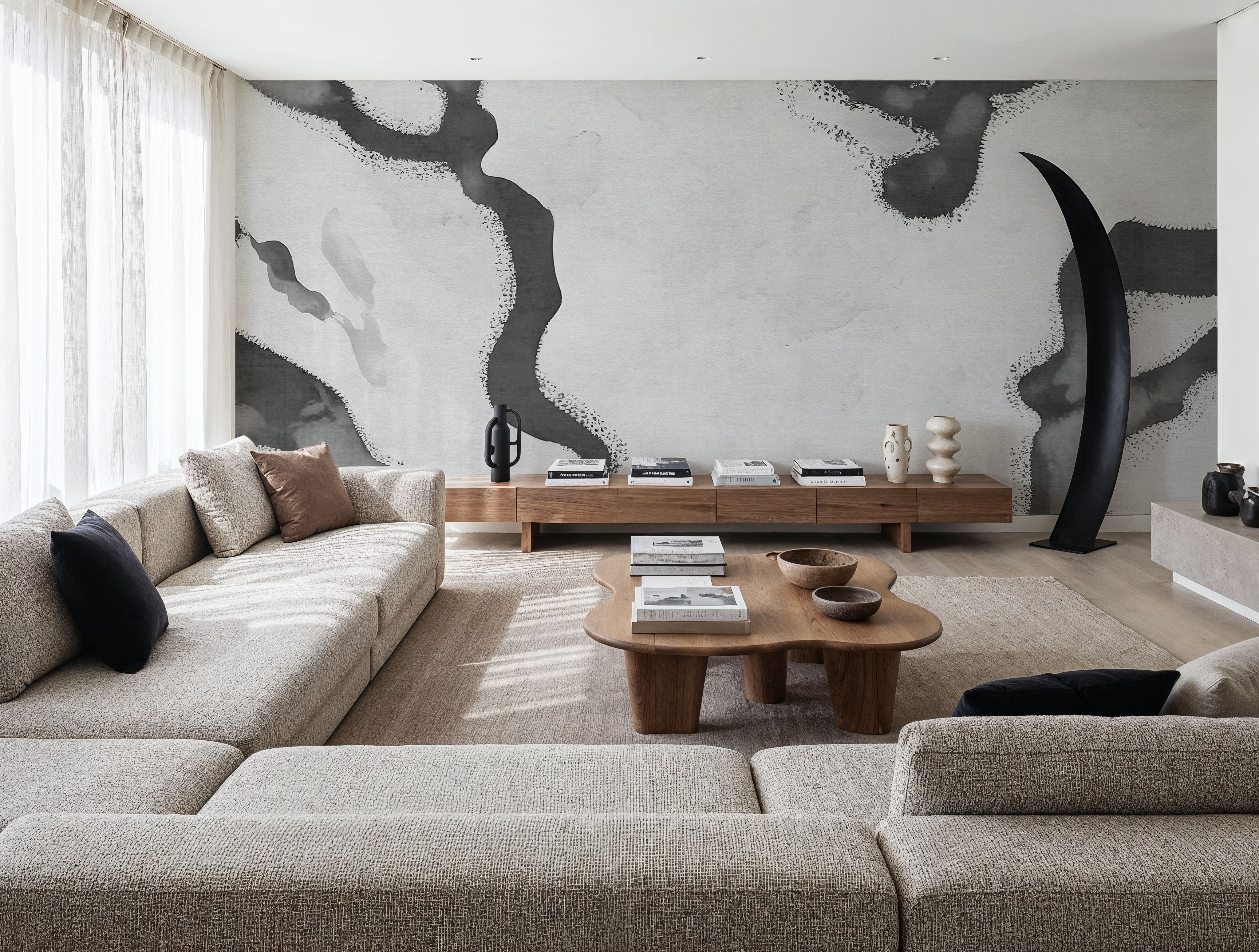 Abstract River Marks, Grey