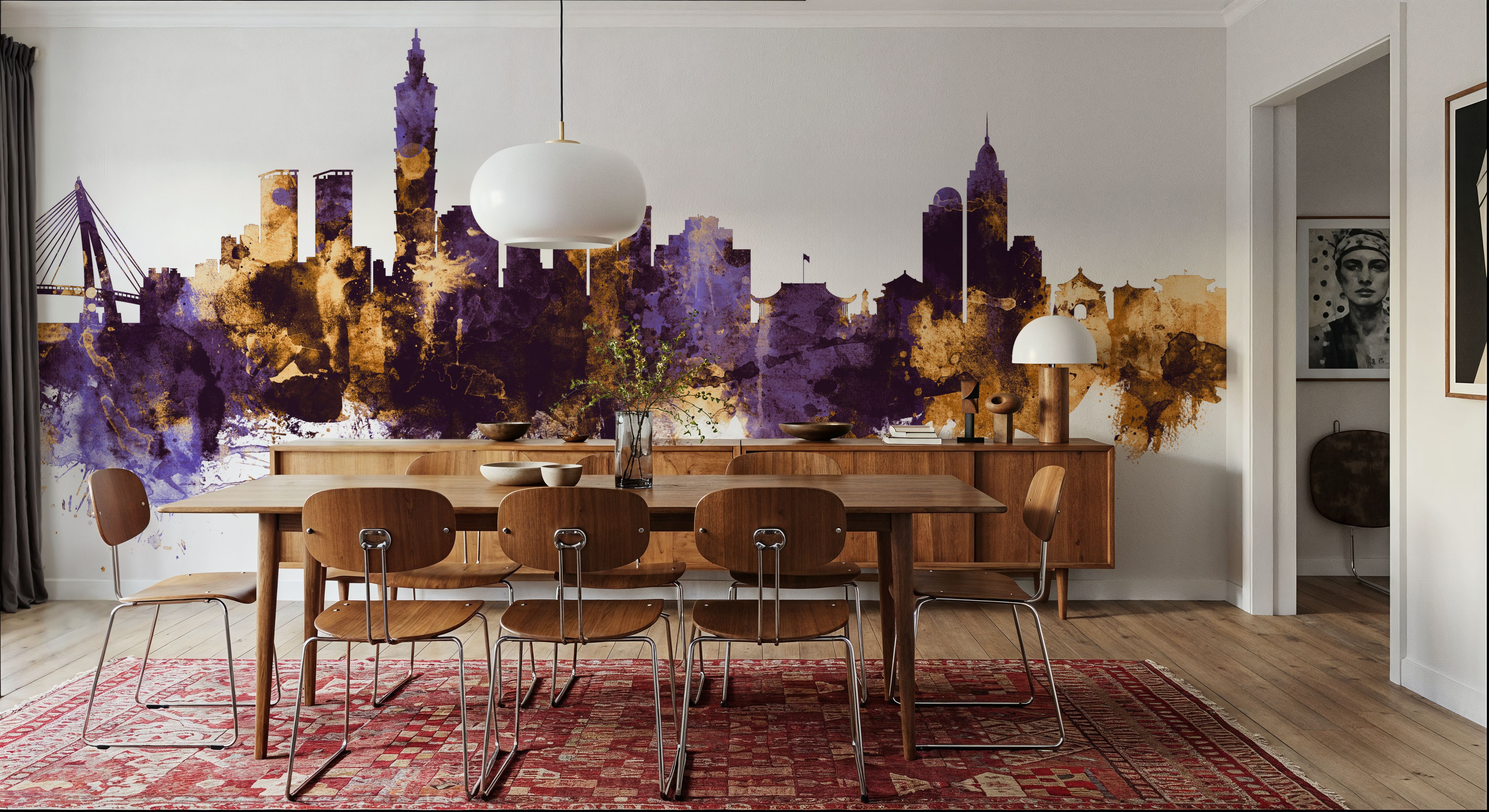 Taipei Taiwan Skyline Purple & Gold