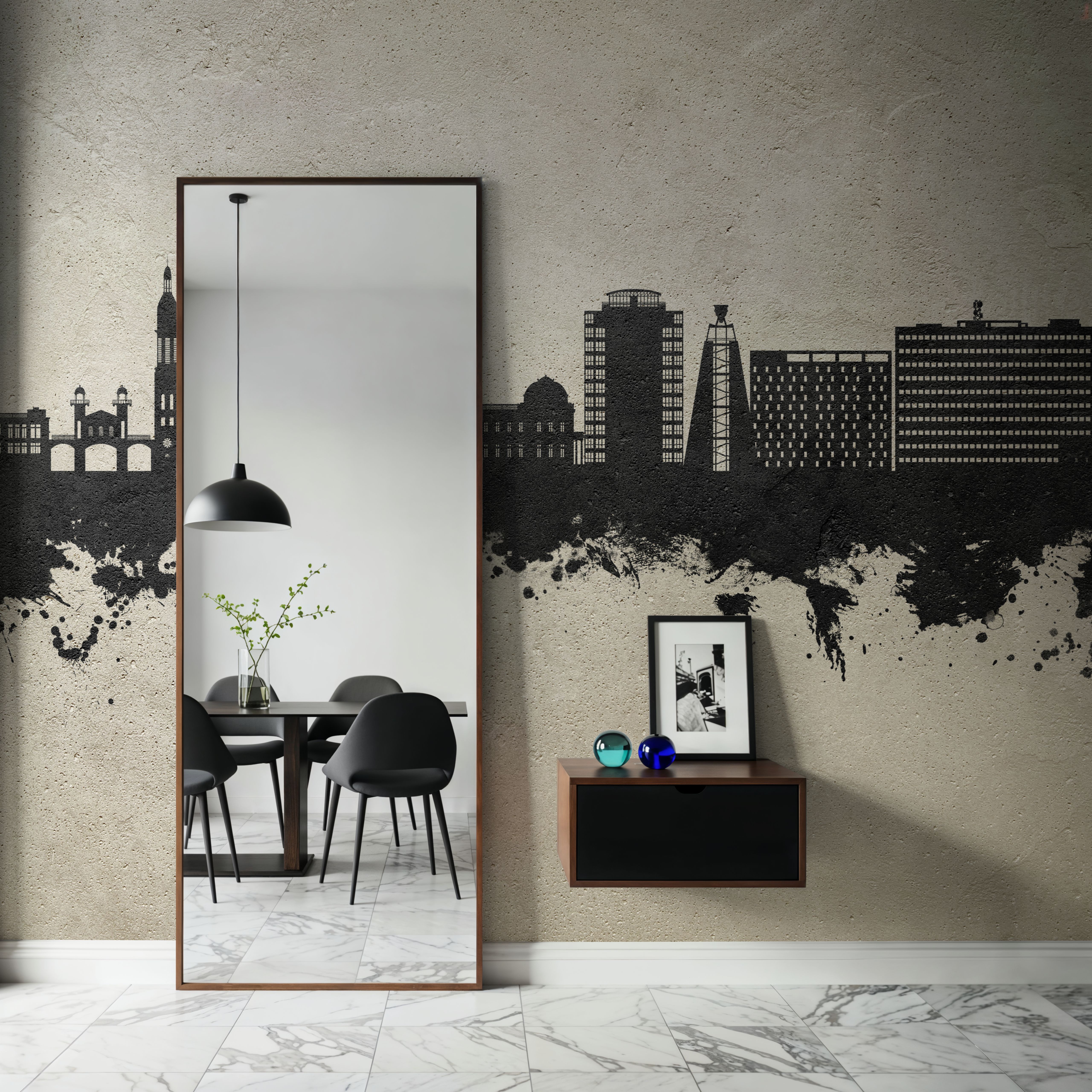 Wall Mural - Port-au-Prince Haiti Skyline Concrete - Graphics mural wallpaper - Gray - Bedroom - Wallism UK - Premium, Textured or Peel & Stick