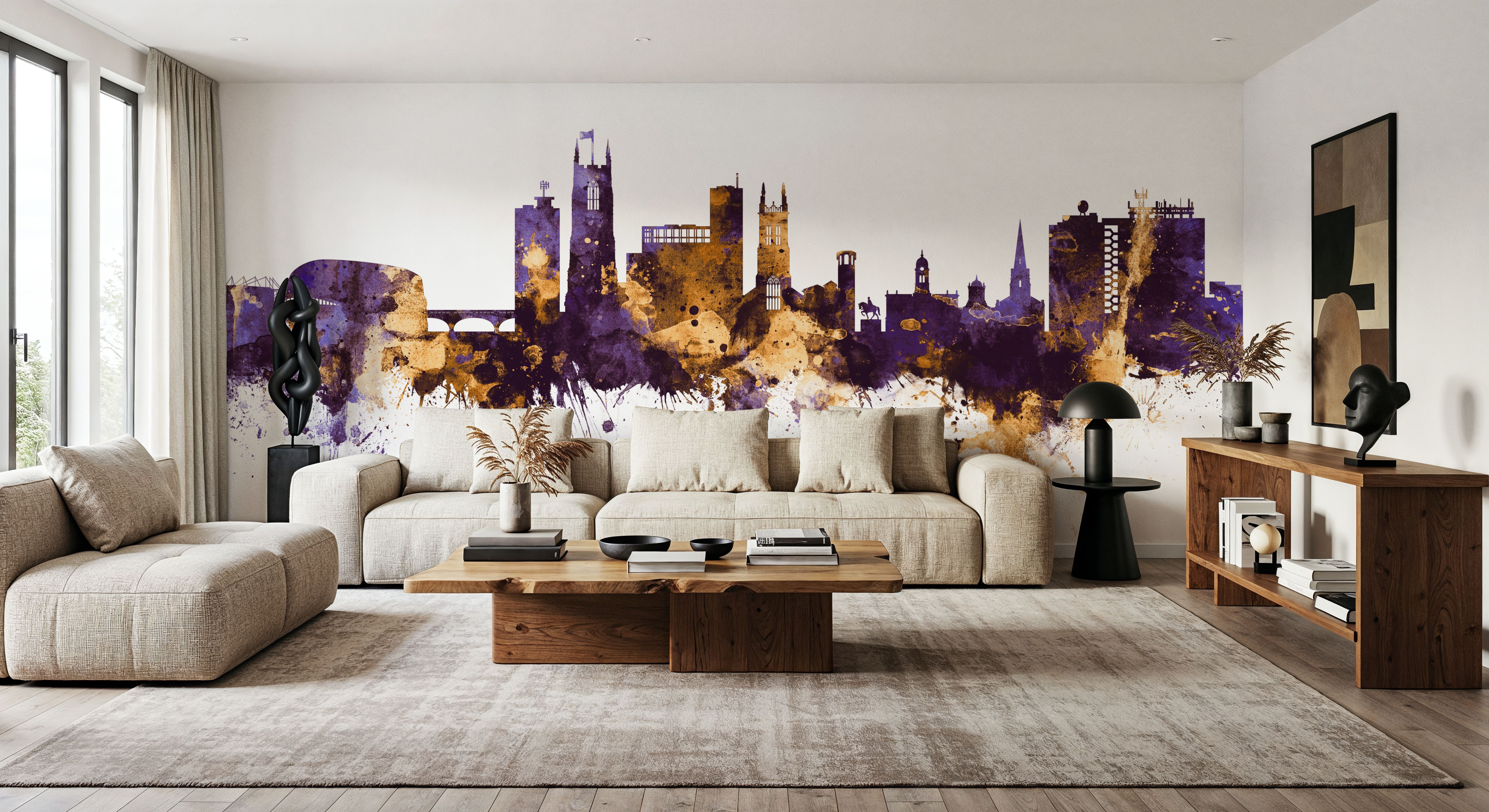 Derby England Skyline Purple & Gold
