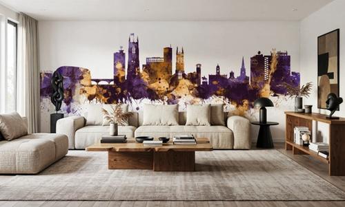 Derby England Skyline Purple & Gold