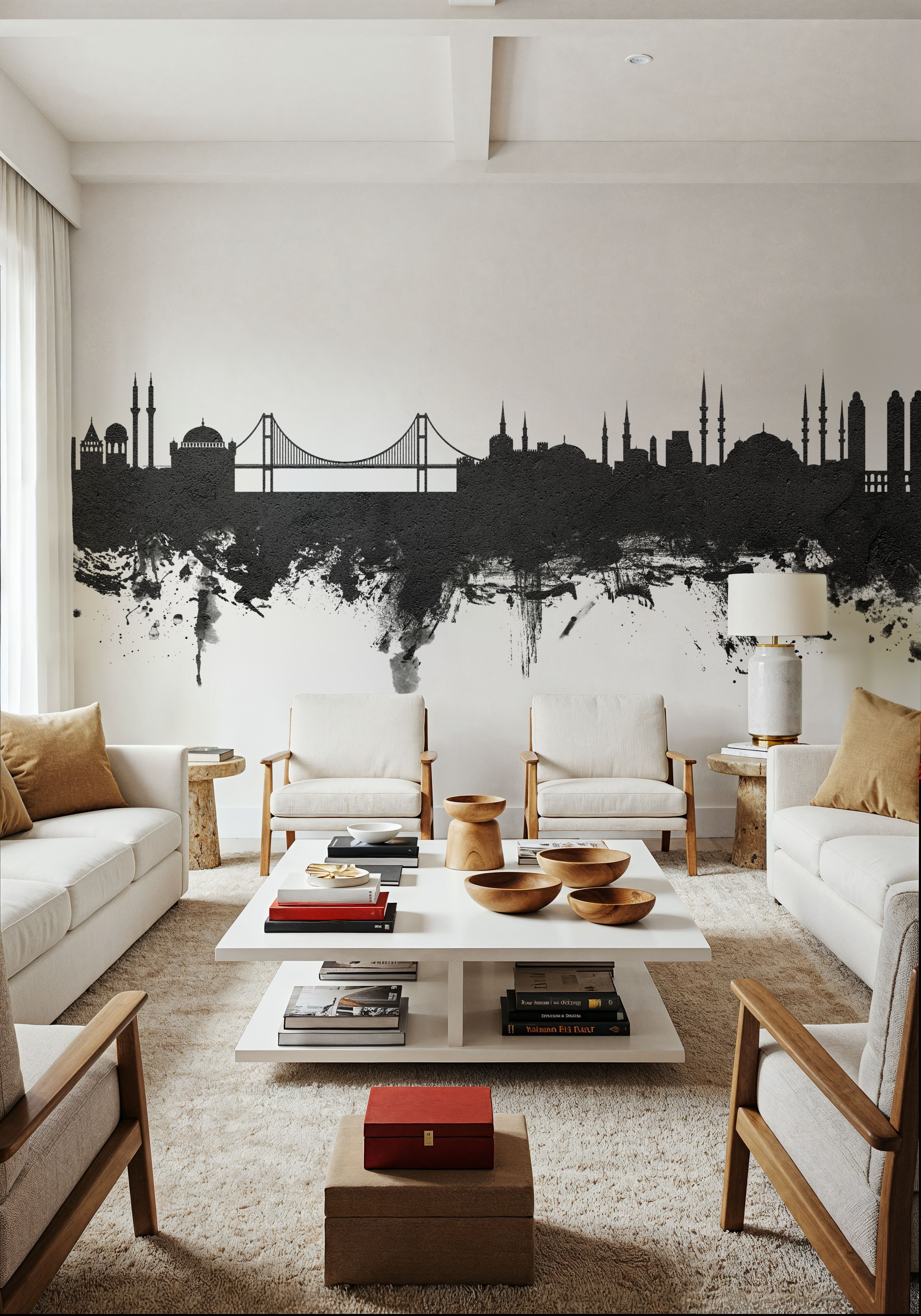 Istanbul Turkey Skyline Black & White