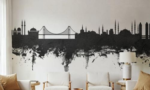 Istanbul Turkey Skyline Black & White