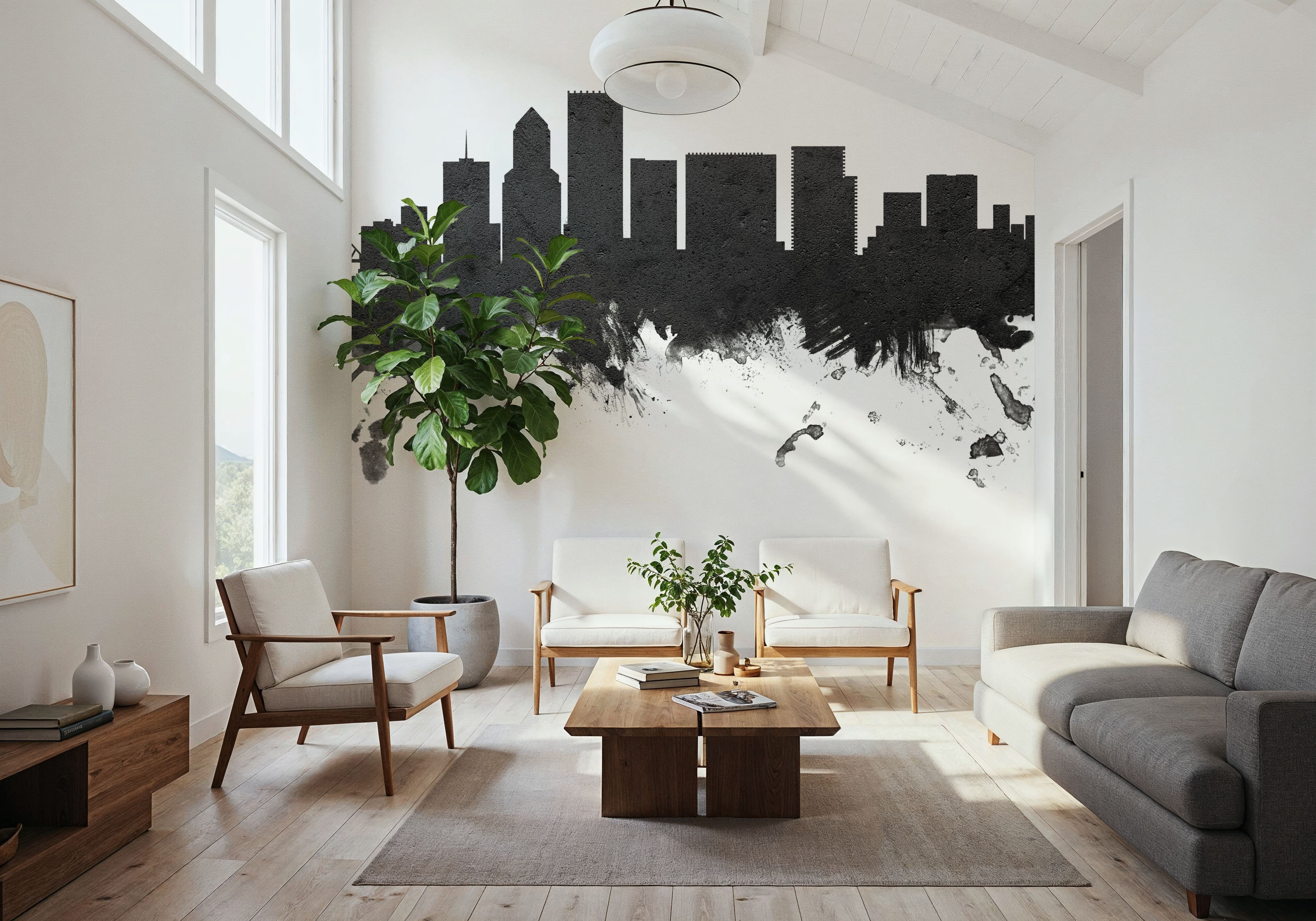 Portland Oregon Skyline Black & White