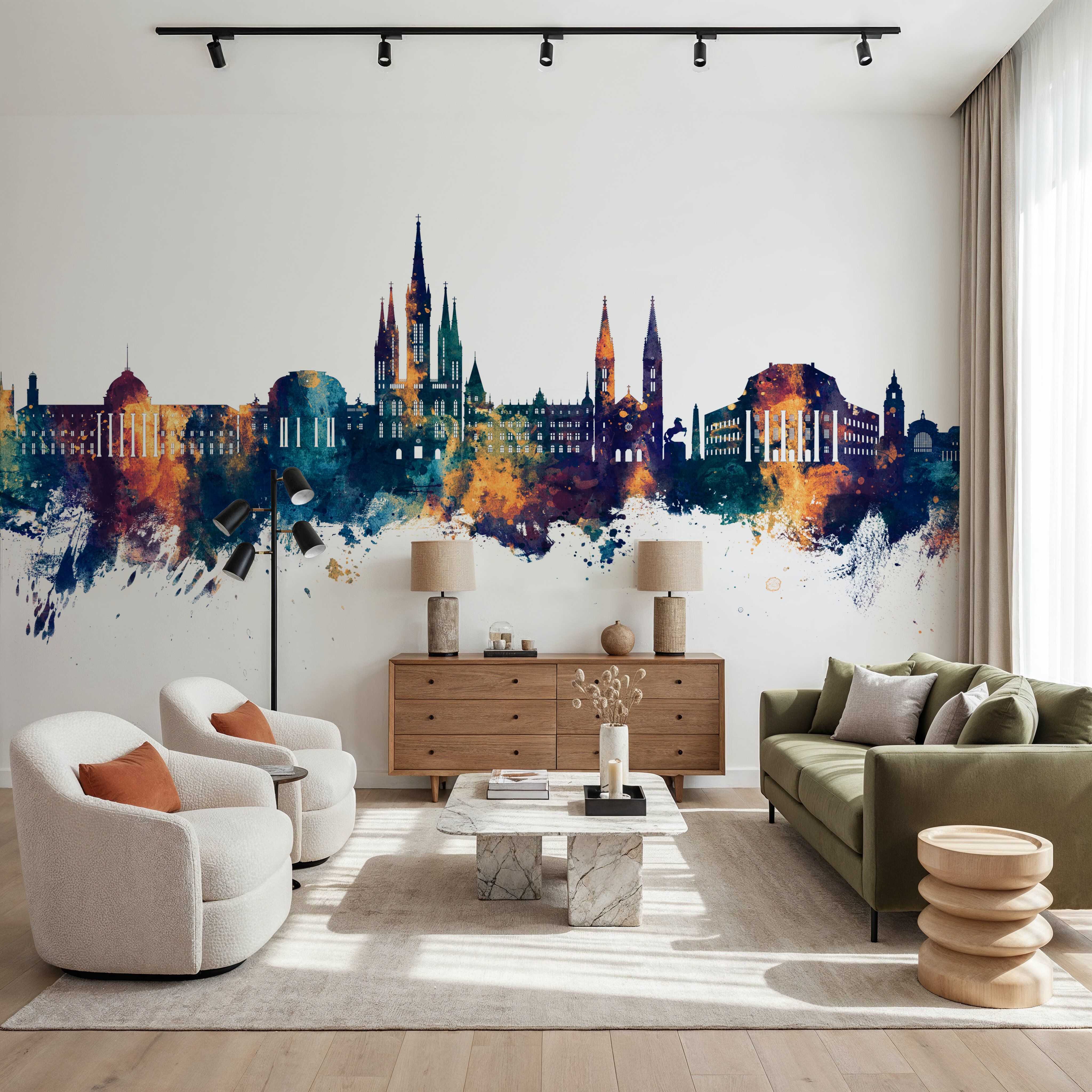 Weisbaden Germany Skyline Blue & Bronze