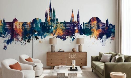 Weisbaden Germany Skyline Blue & Bronze