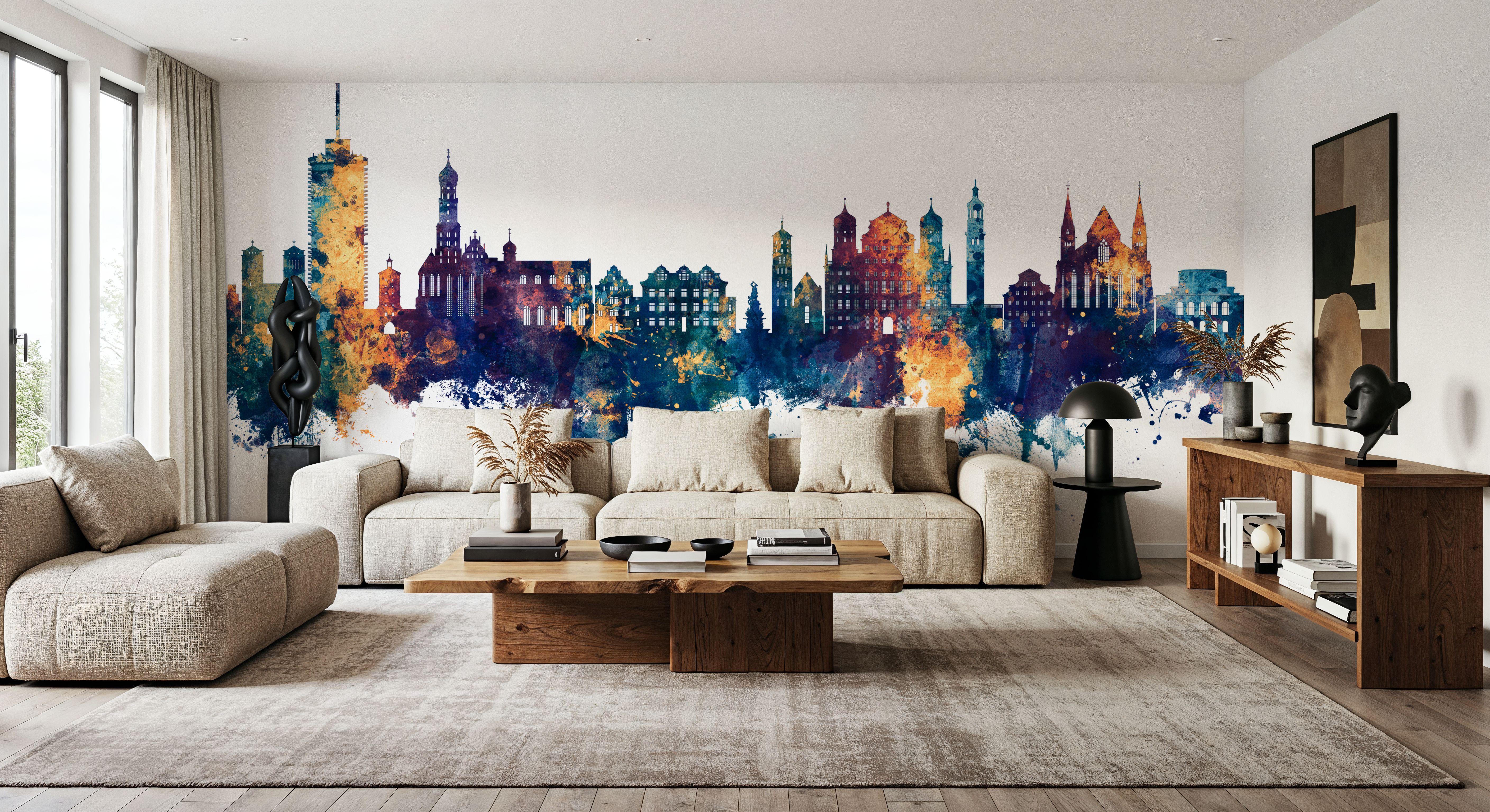 Augsburg Germany Skyline Blue & Bronze