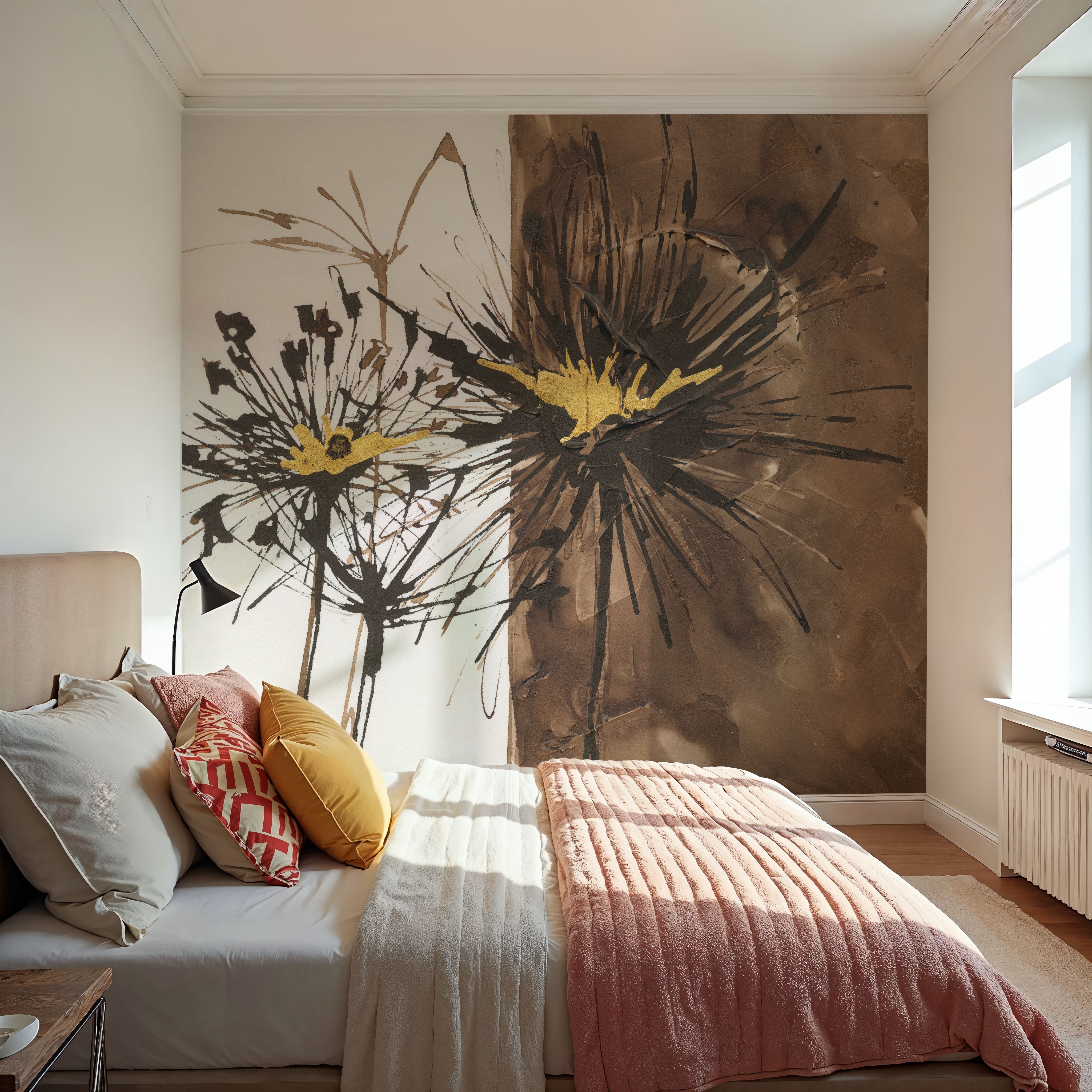 Wall Mural - Gilded Thistle II - Abstract mural wallpaper - Living room - Wallism US - Premium, Textured or Peel & Stick