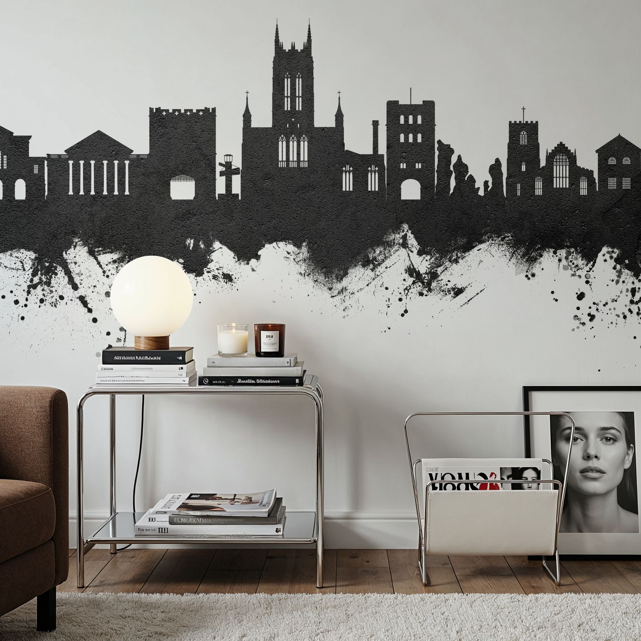 Bury St Edmunds England Skyline Black & White