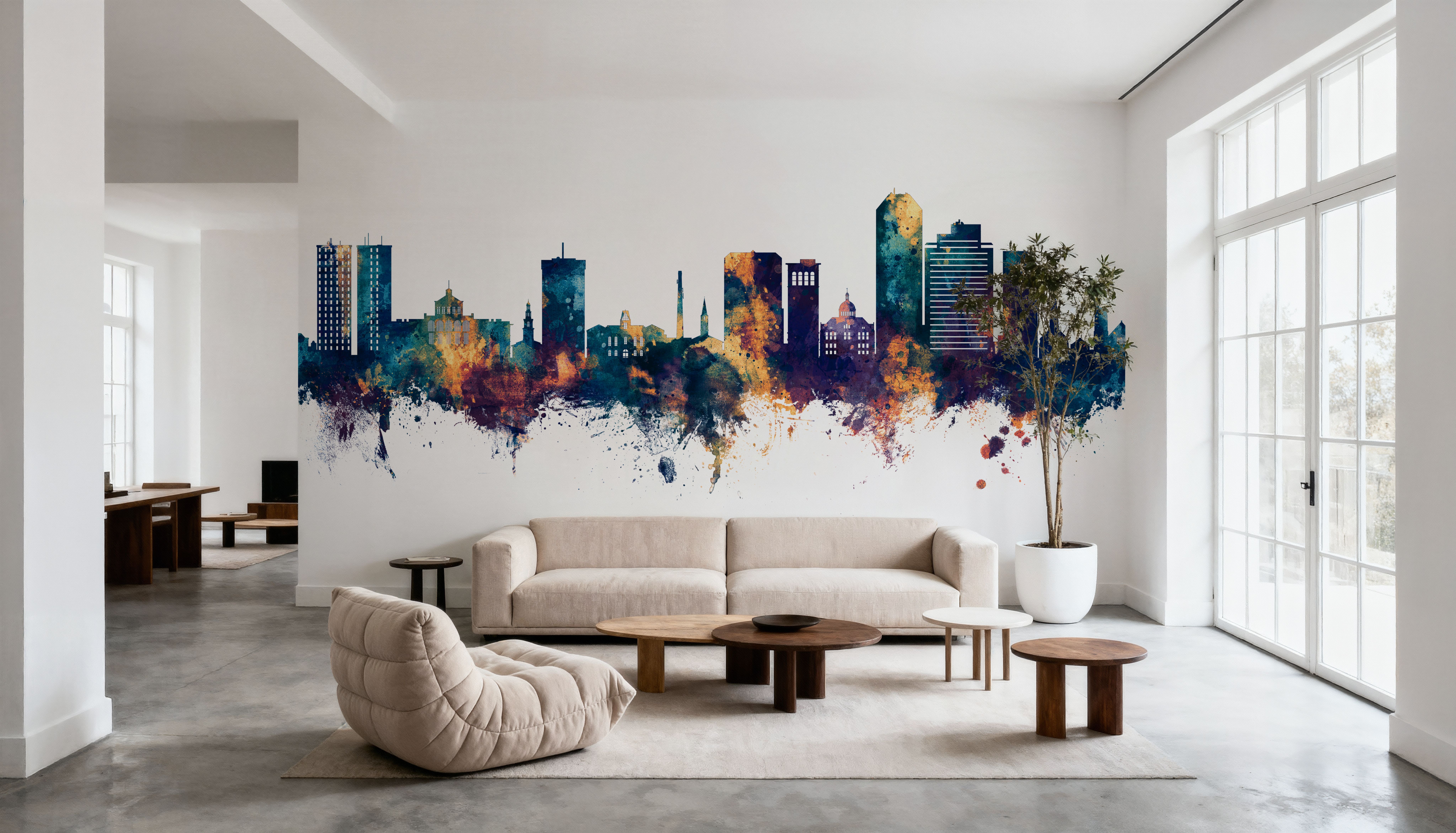 Lexington Kentucky Skyline Blue & Bronze, Wallpaper