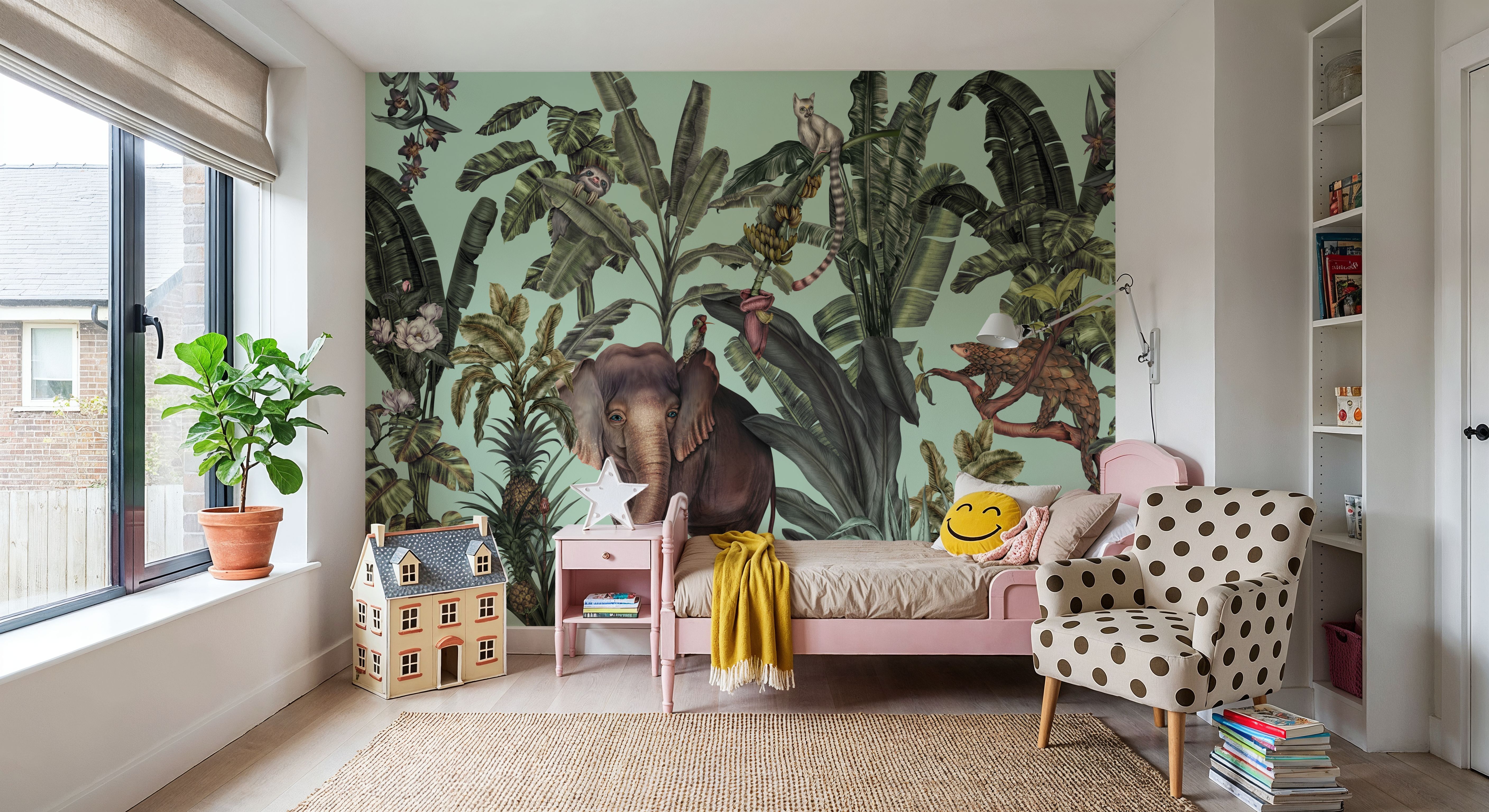 Jungle Kingdom, Light Green, Wallpaper