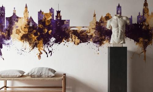 Nashua New Hampshire Skyline Purple & Gold