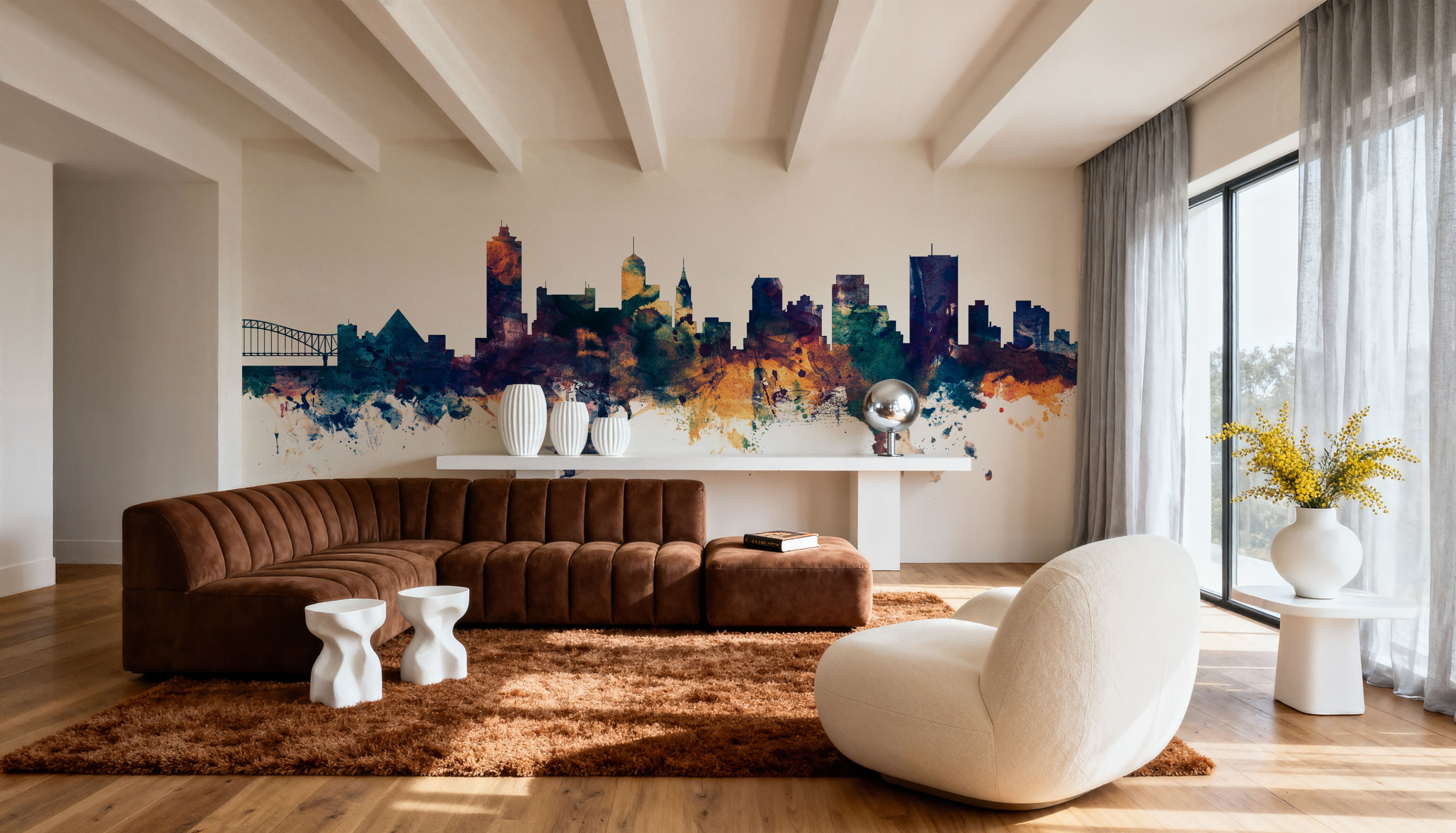 Memphis Tennessee Skyline Blue & Bronze