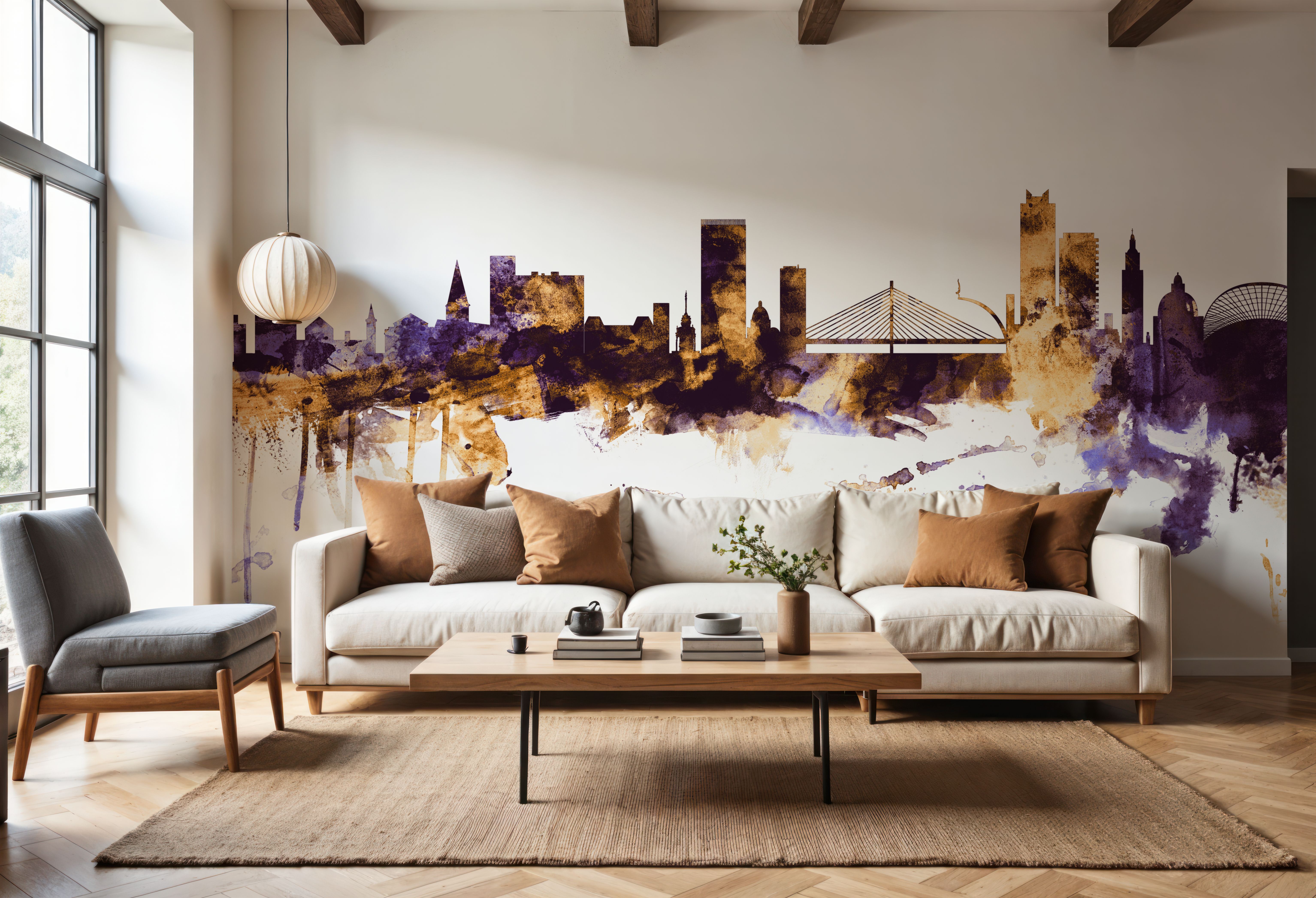 Liege Belgium Skyline Purple & Gold