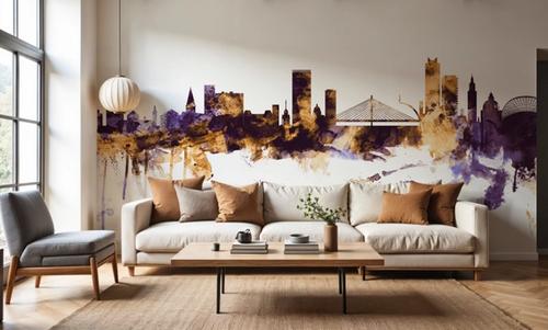 Liege Belgium Skyline Purple & Gold