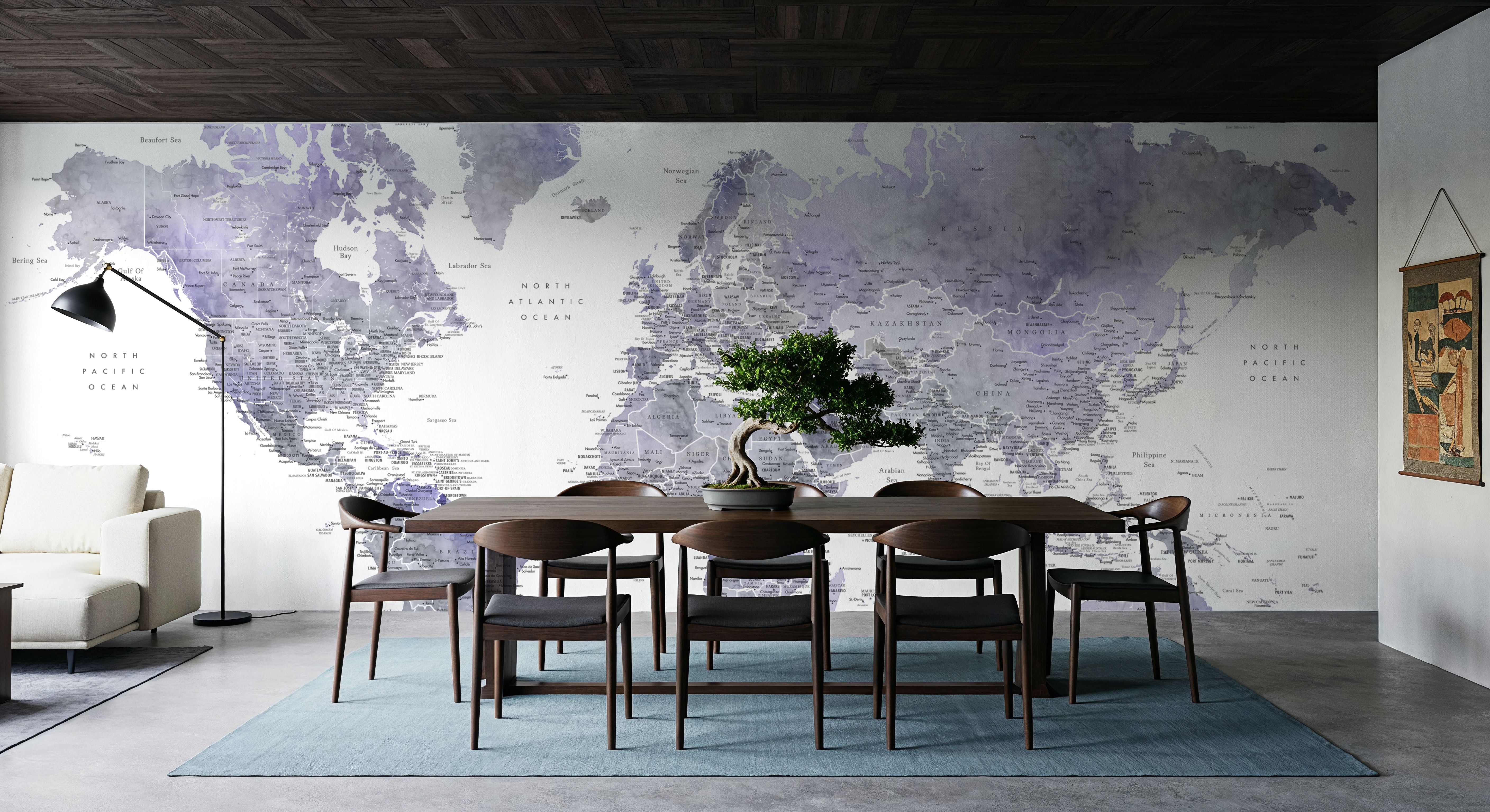 World Map Cities - Lilas, Wallpaper