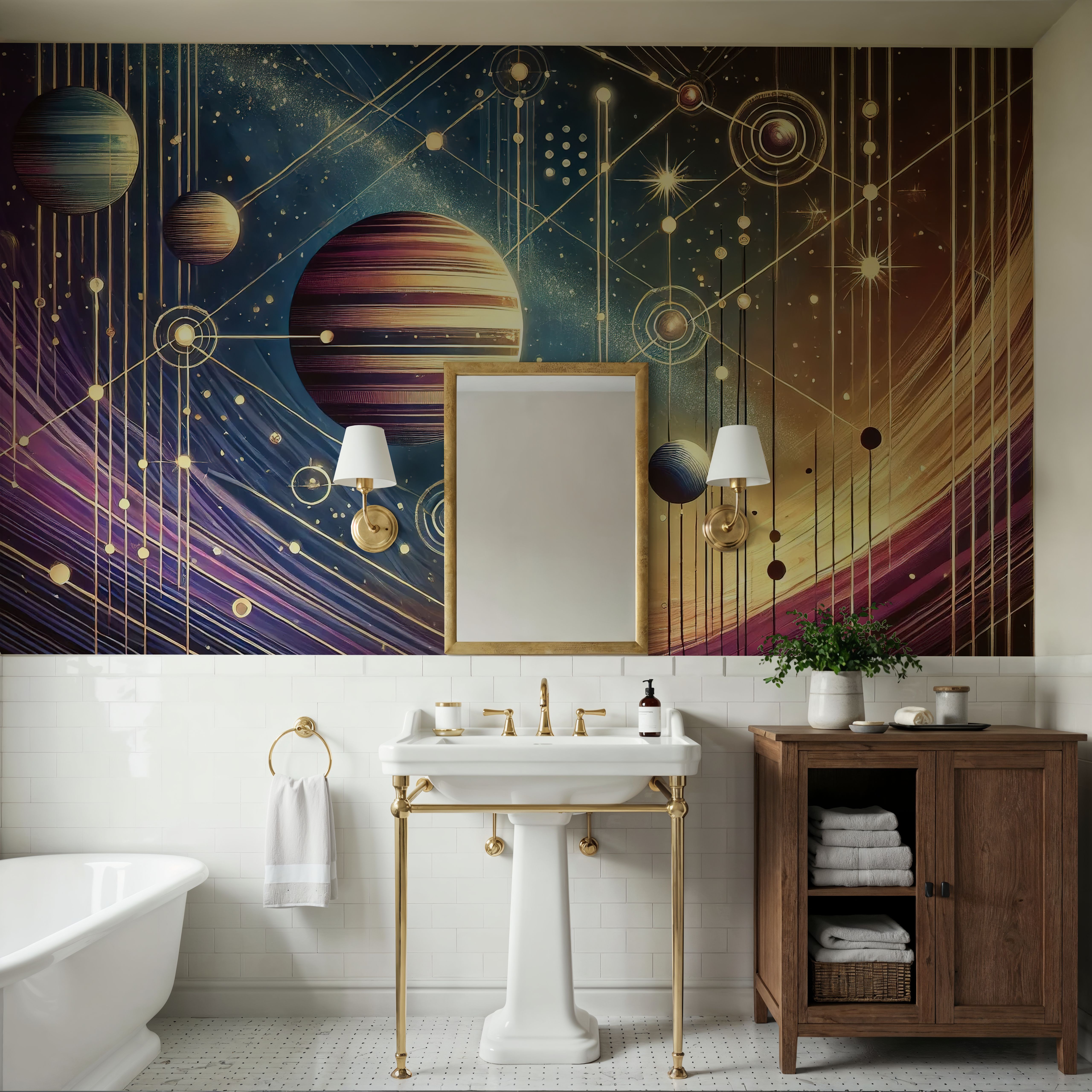 Galactic Harmony Scene in Art Deco