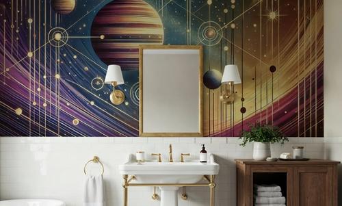 Galactic Harmony Scene in Art Deco