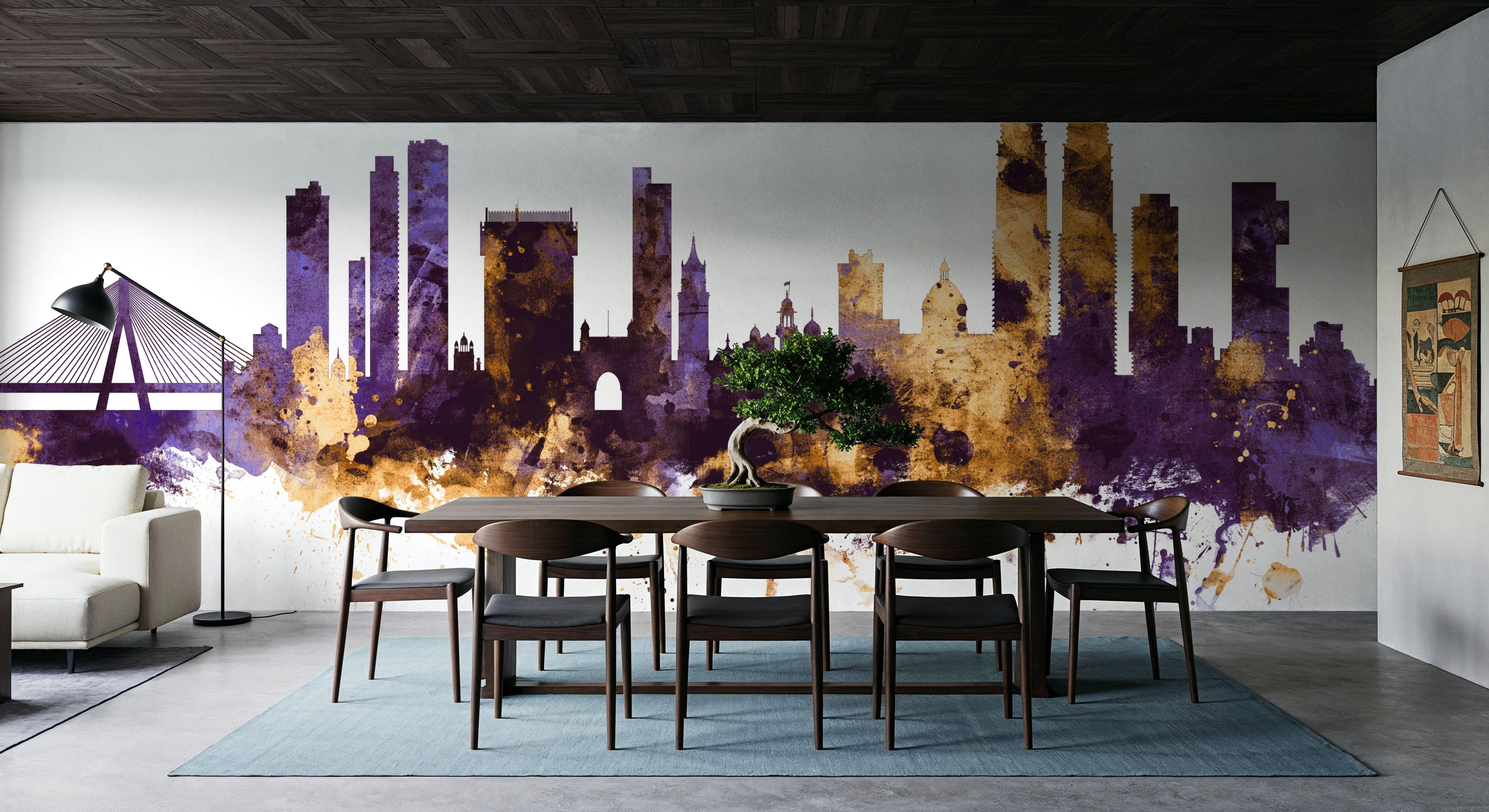 Mumbai Skyline India Bombay Purple & Gold