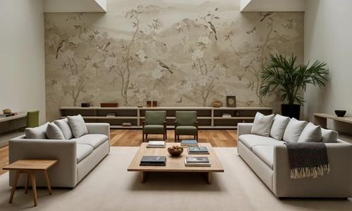 Peony Tree Landscape, Beige