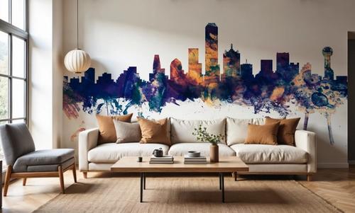 Dallas Skyline Blue & Bronze