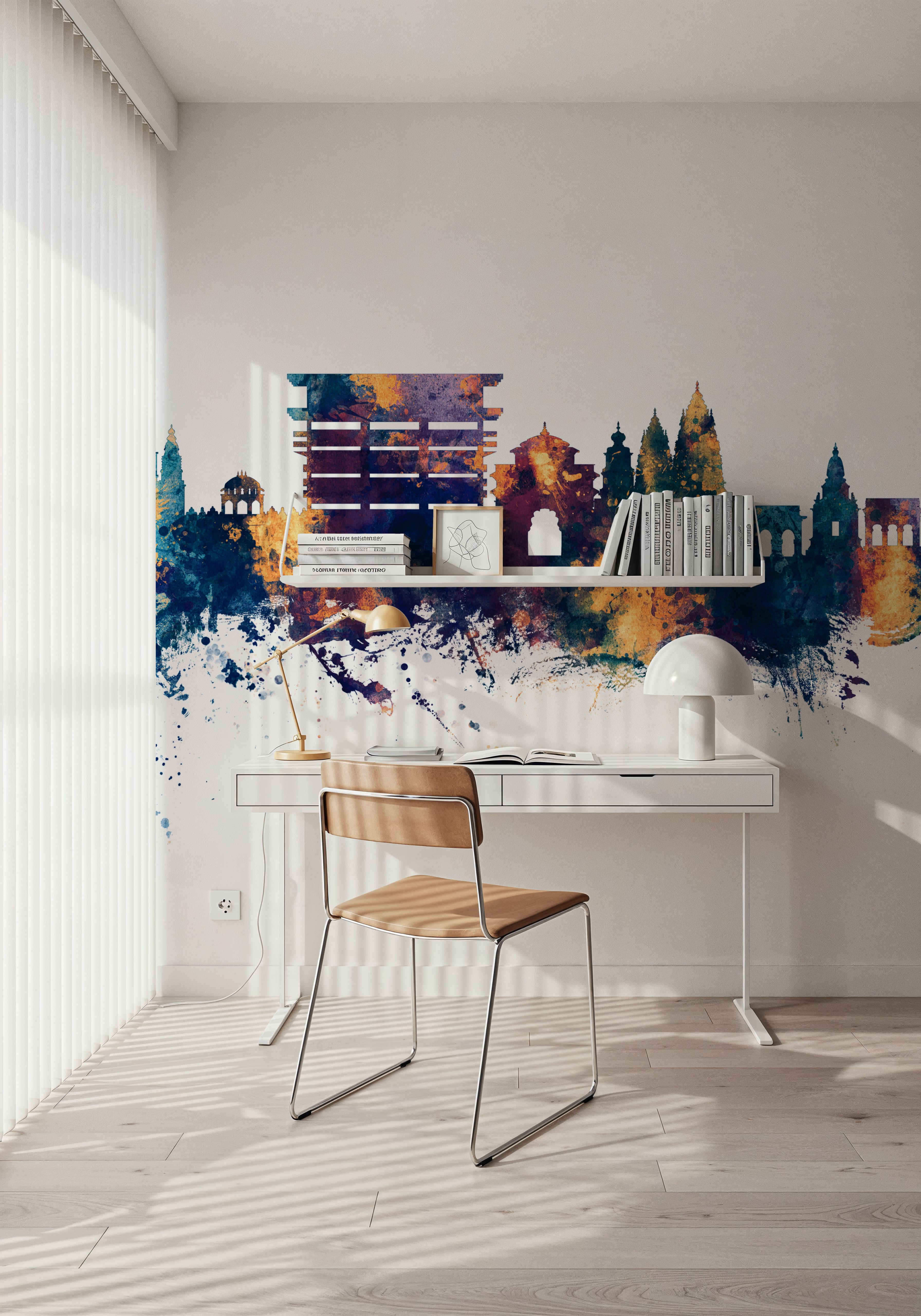 Pandharpur India Skyline Blue & Bronze