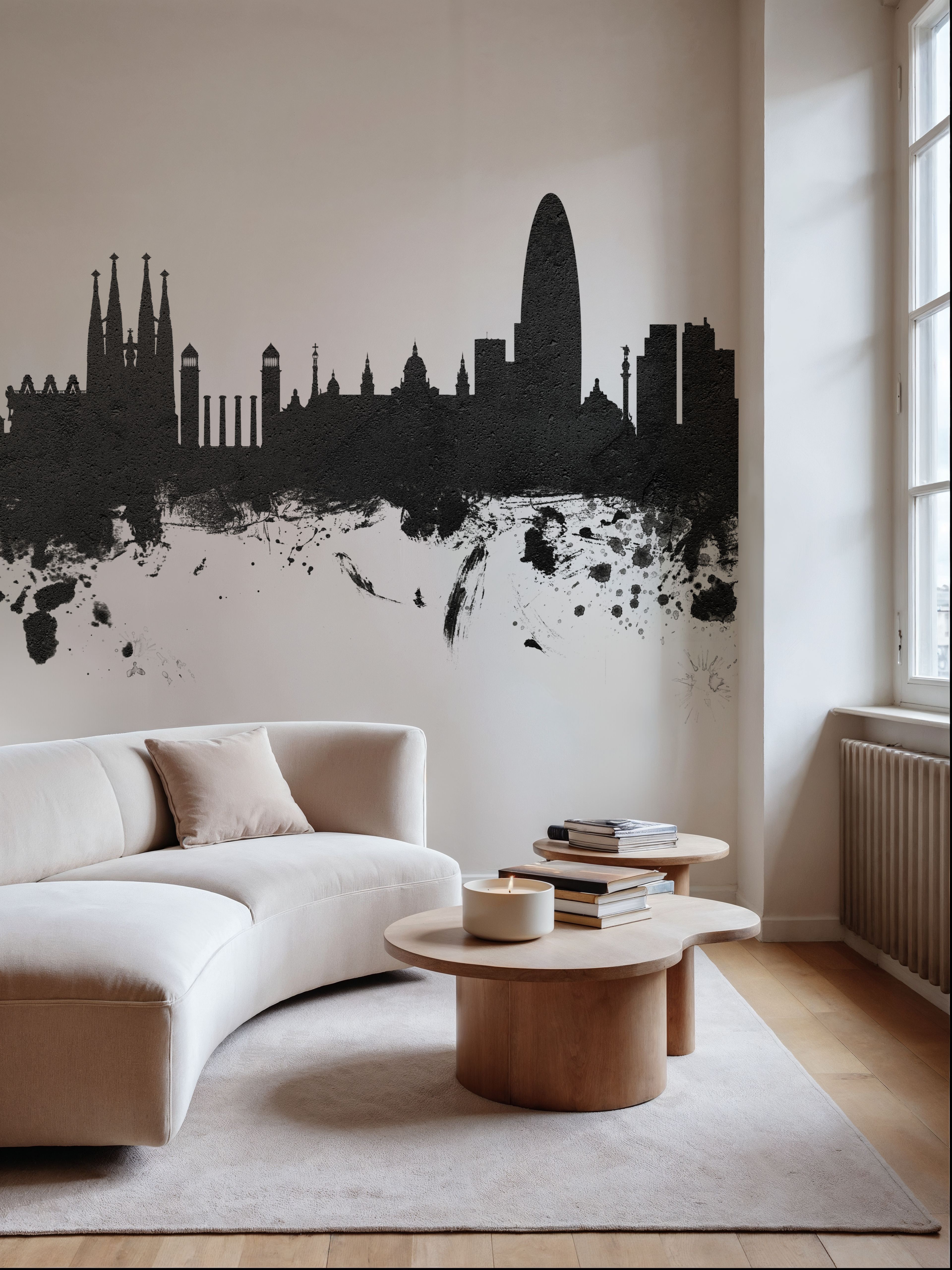 Barcelona Skyline Black & White