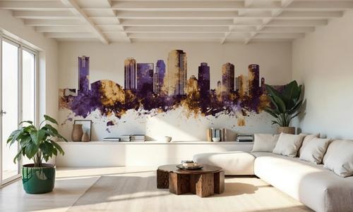 St Petersburg Florida Skyline Purple & Gold
