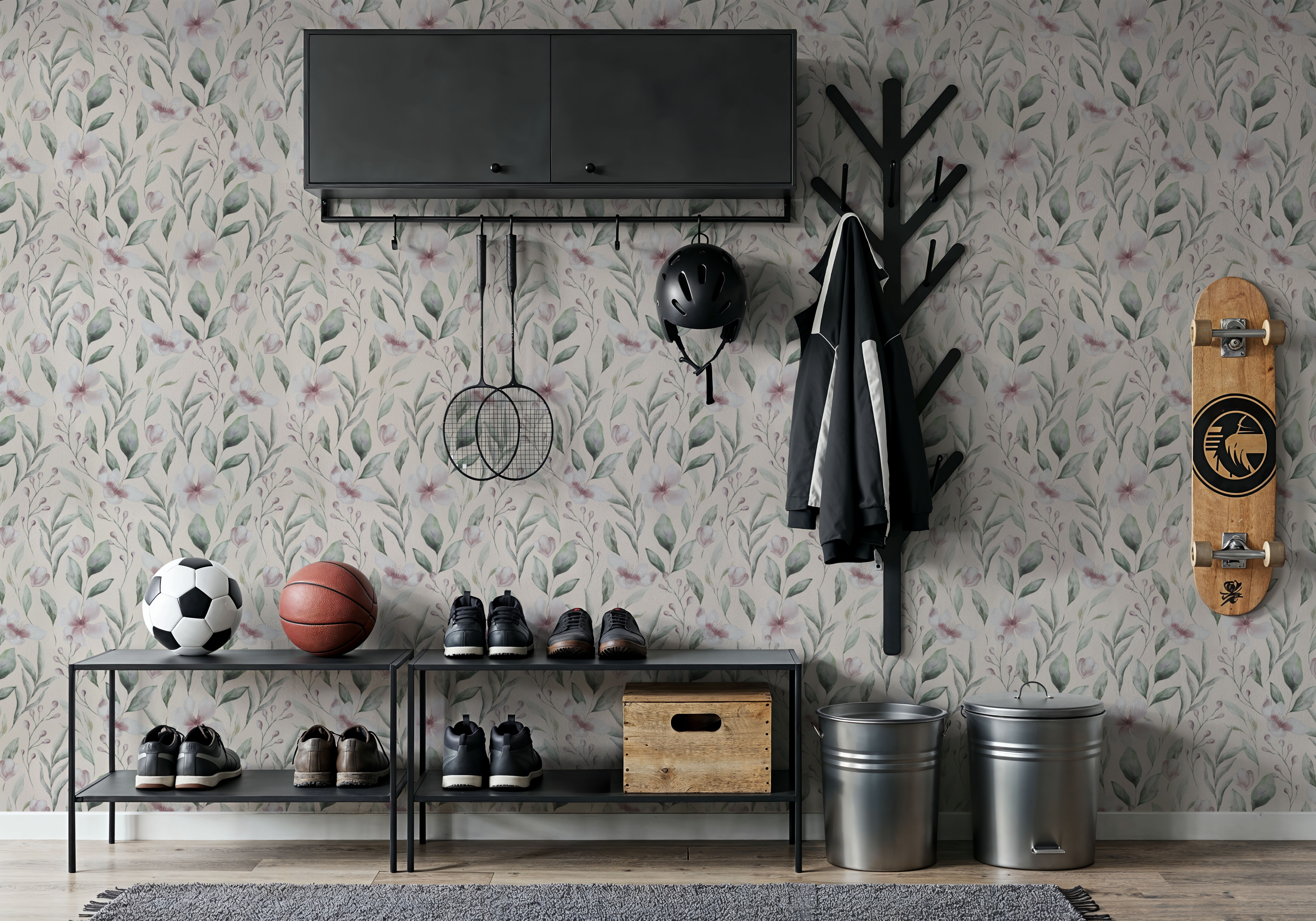 Twigs And Anemones Beige