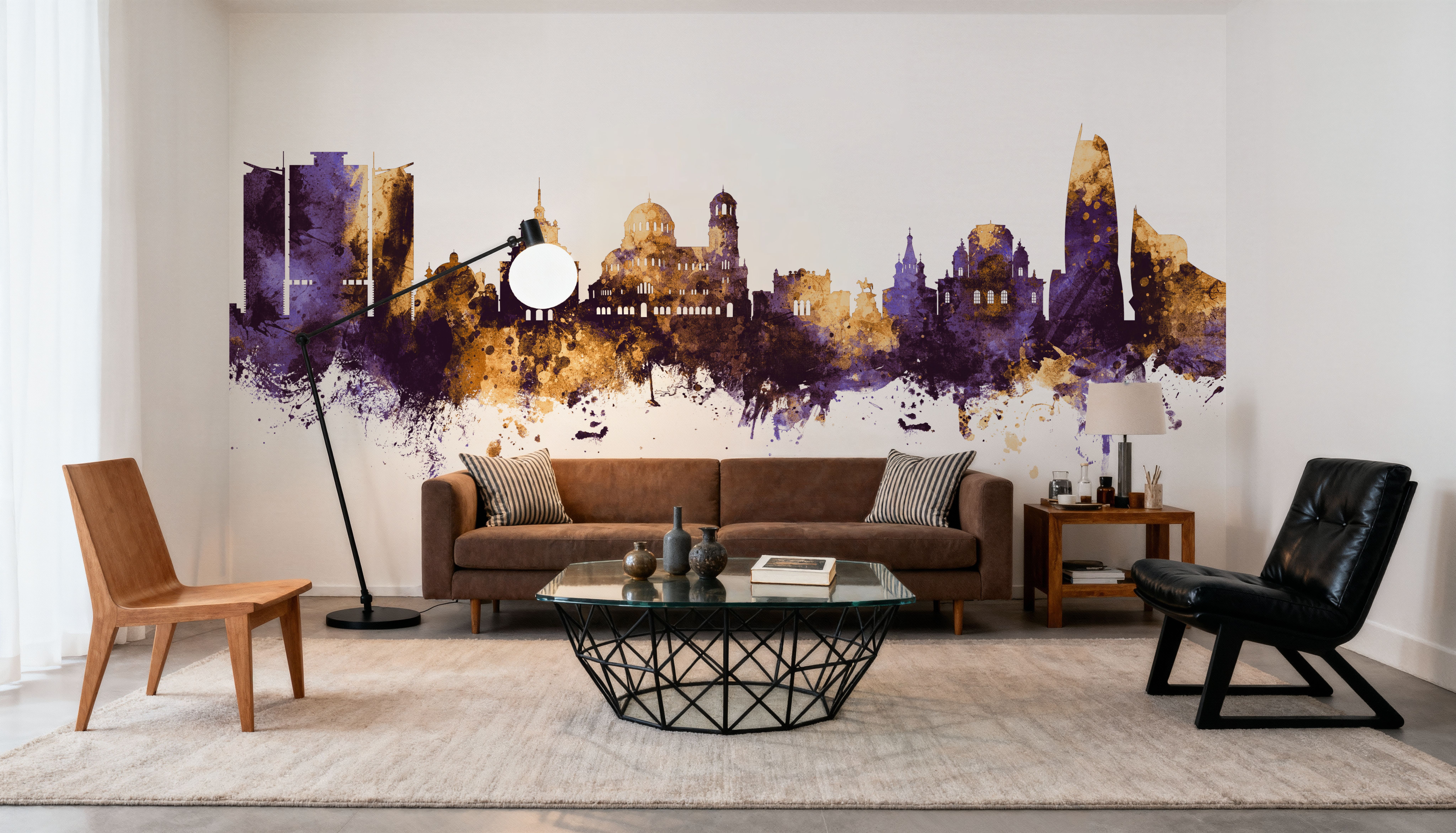 Sofia Bulgaria Skyline Purple & Gold