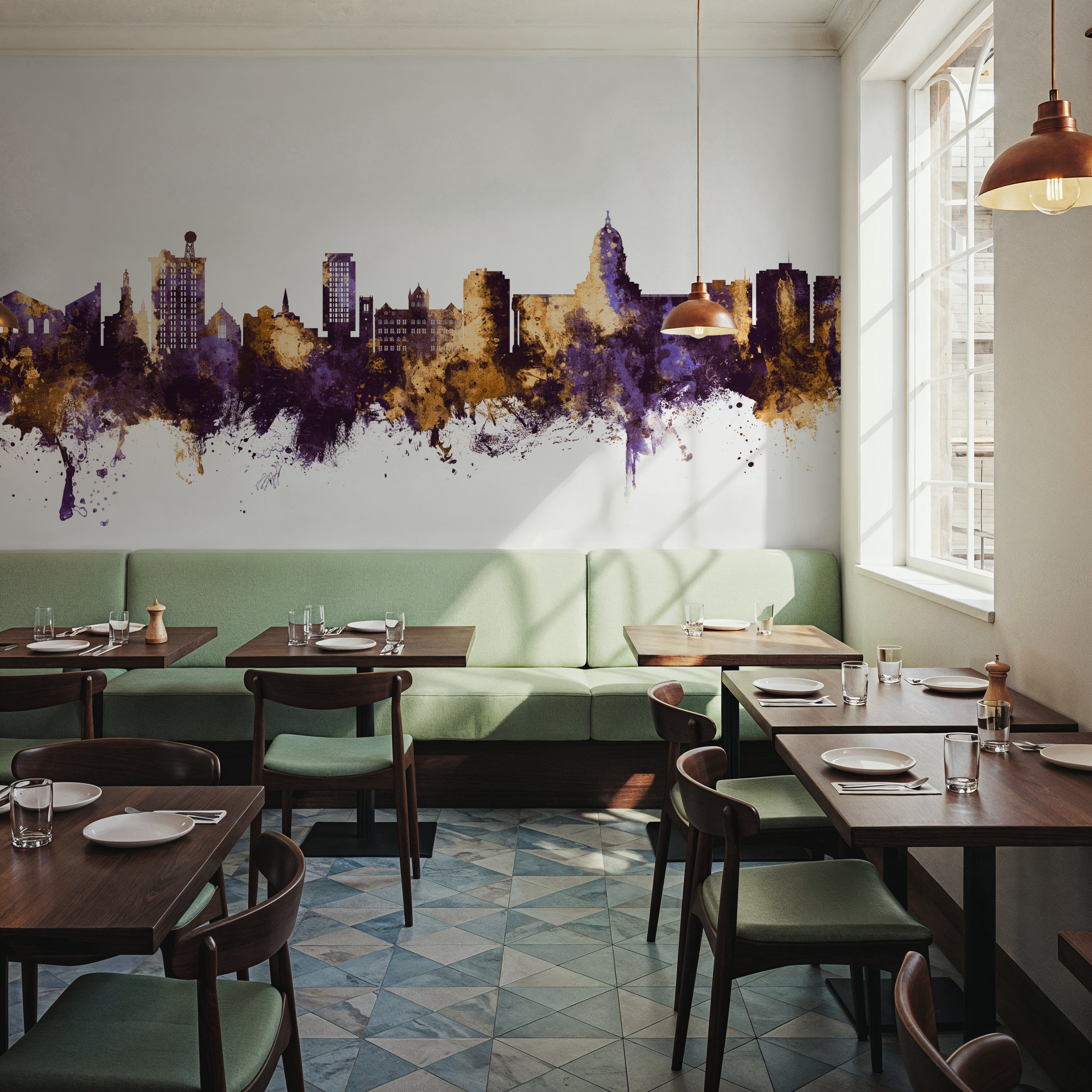 Madison Wisconsin Skyline Purple & Gold