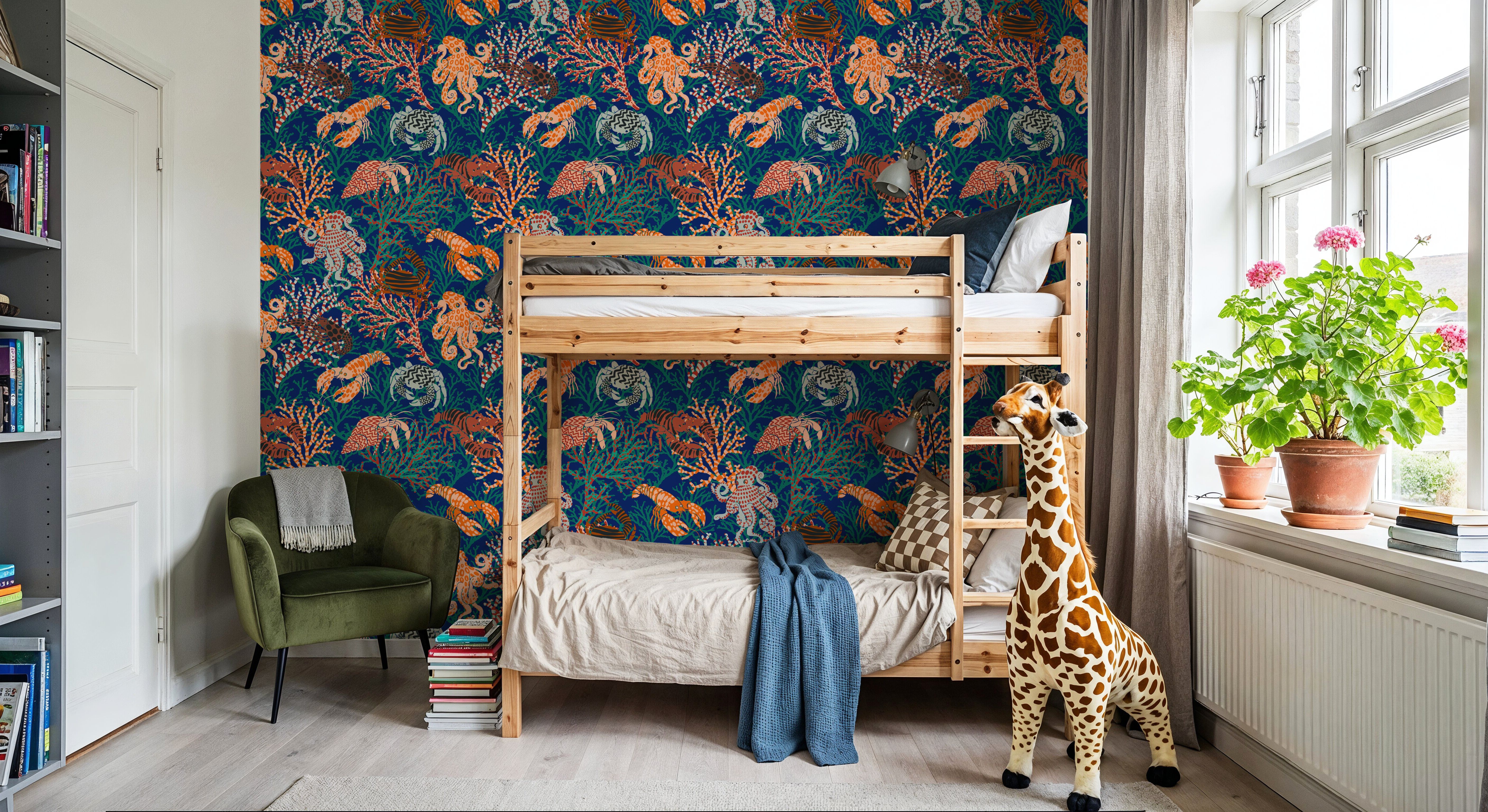 Vibrant Coral Reef, Blue and Orange