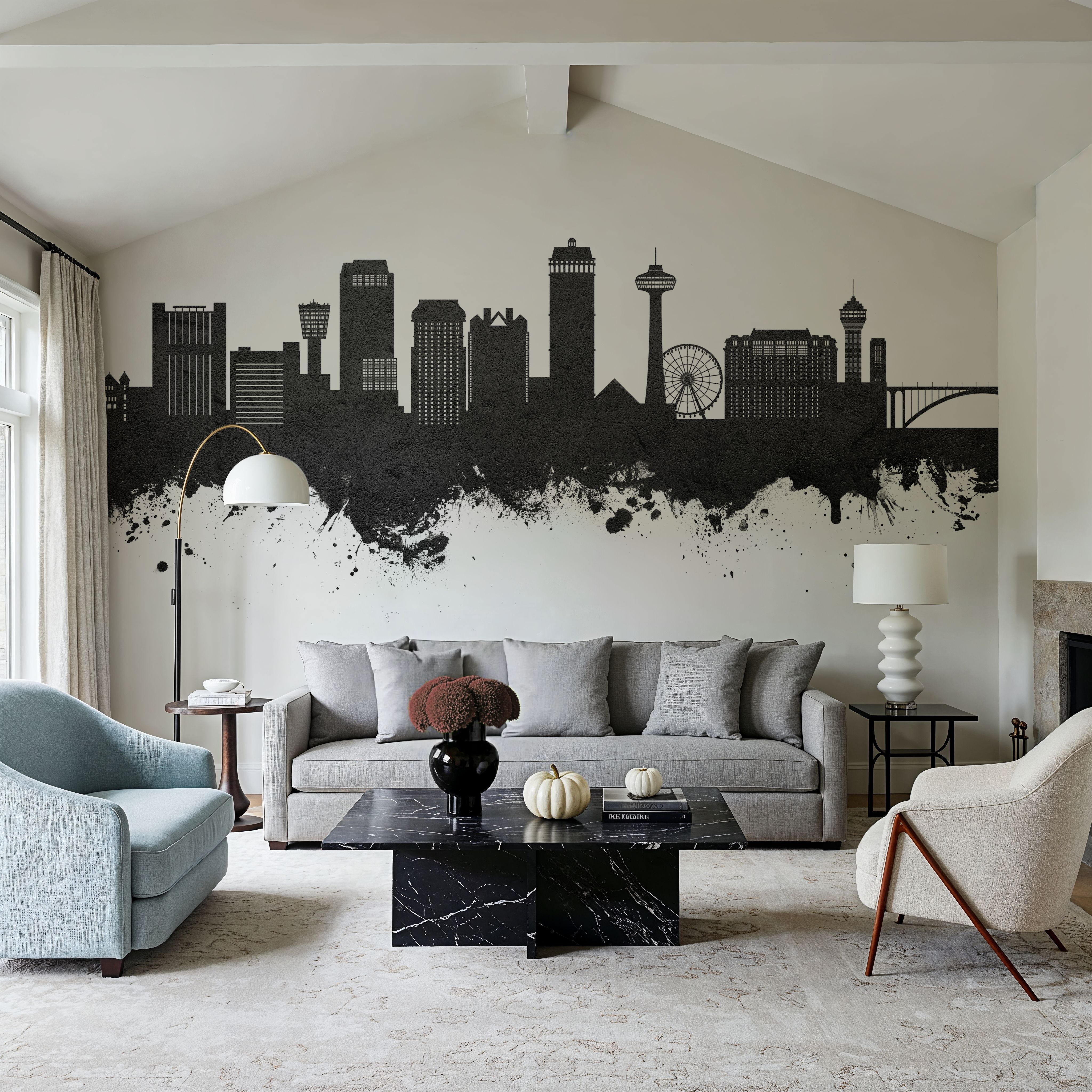 Niagara Falls Skyline Black & White