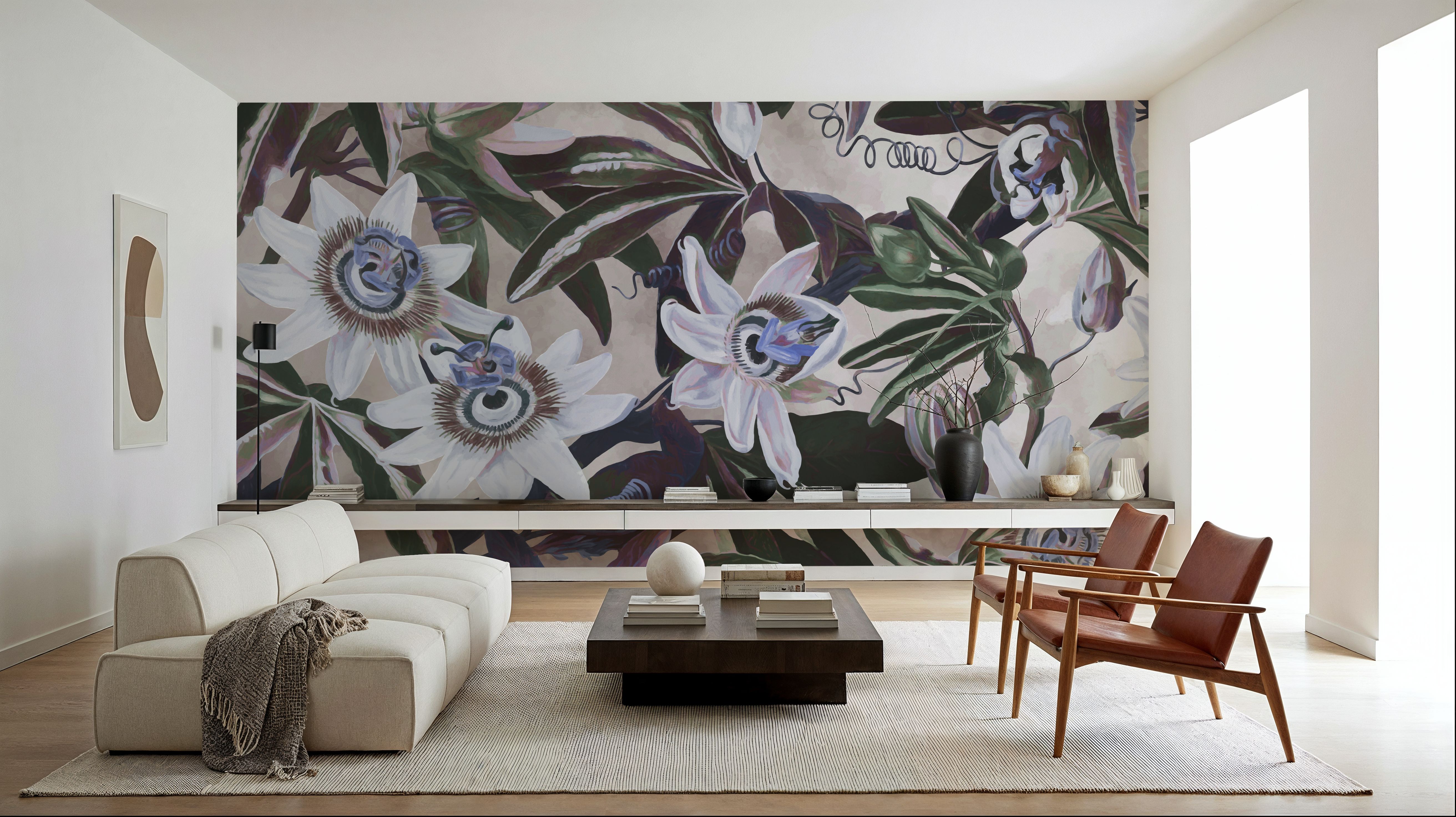 White Passiflora Beige Blue