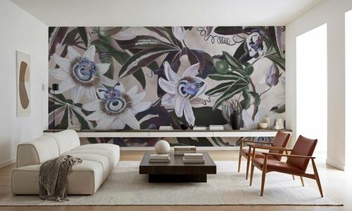 White Passiflora Beige Blue