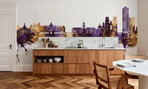 Rennes France Skyline Purple & Gold
