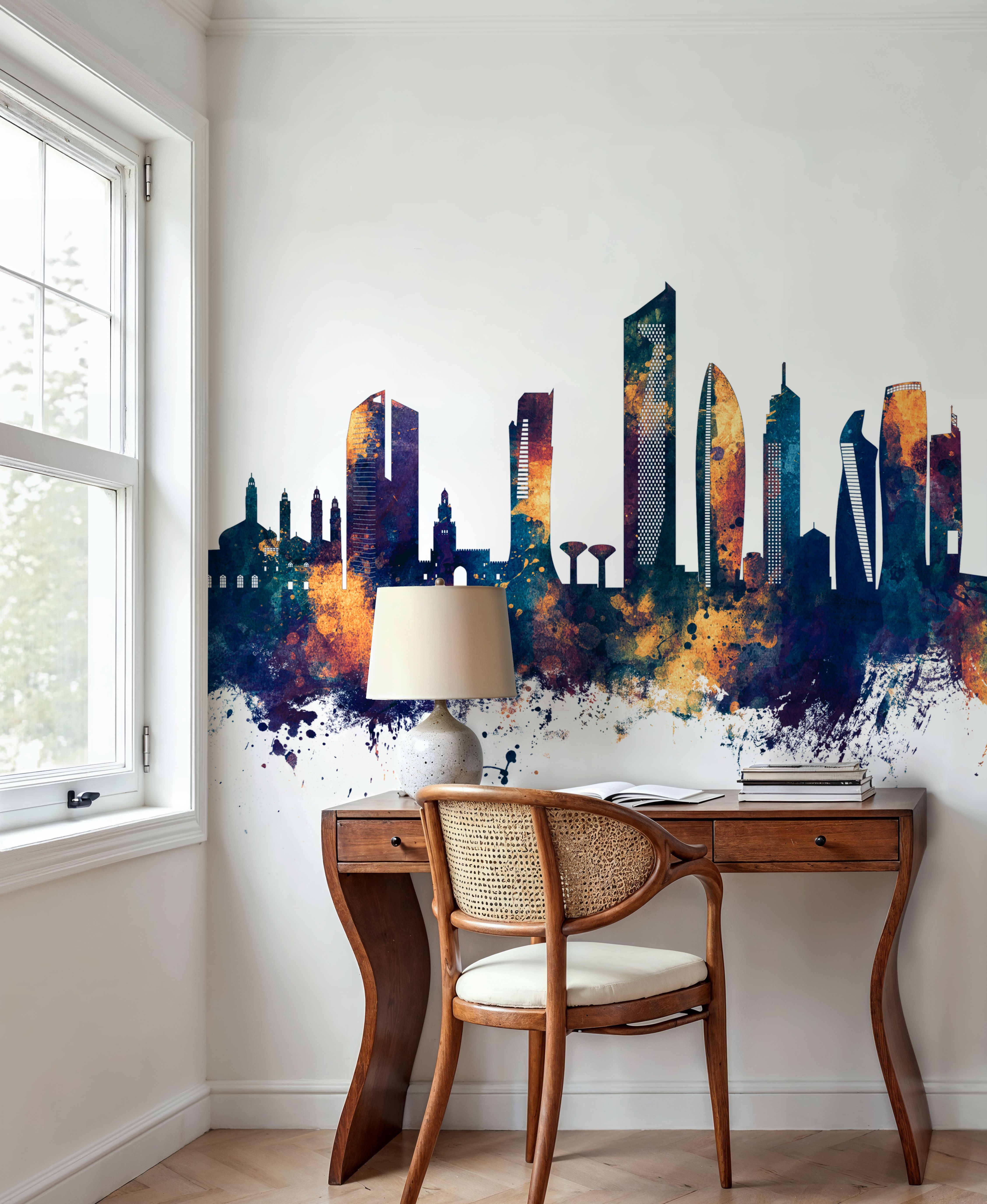Kuwait City Skyline Blue & Bronze